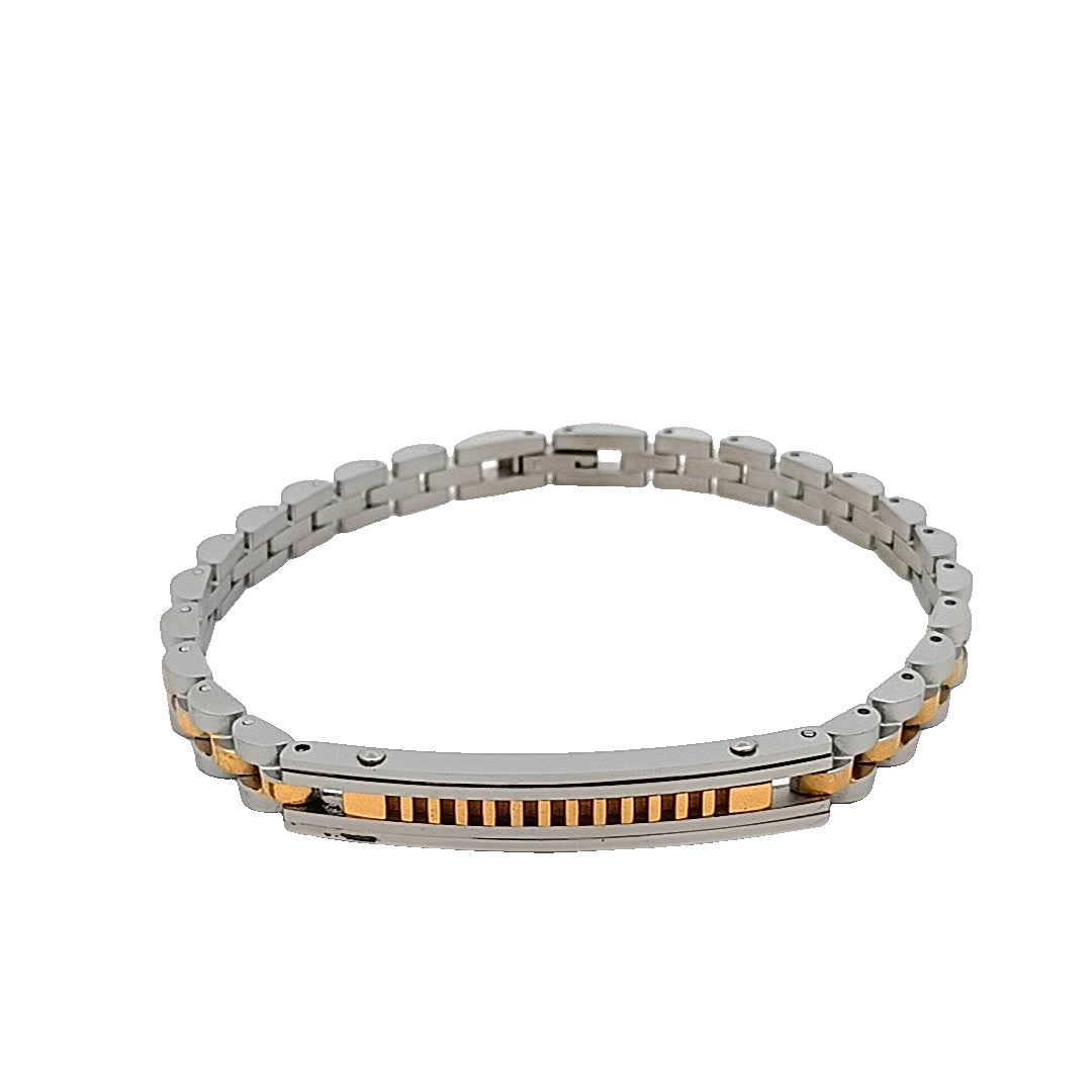 Elegancka bransoletka ze posrebrzanej stali i złocona