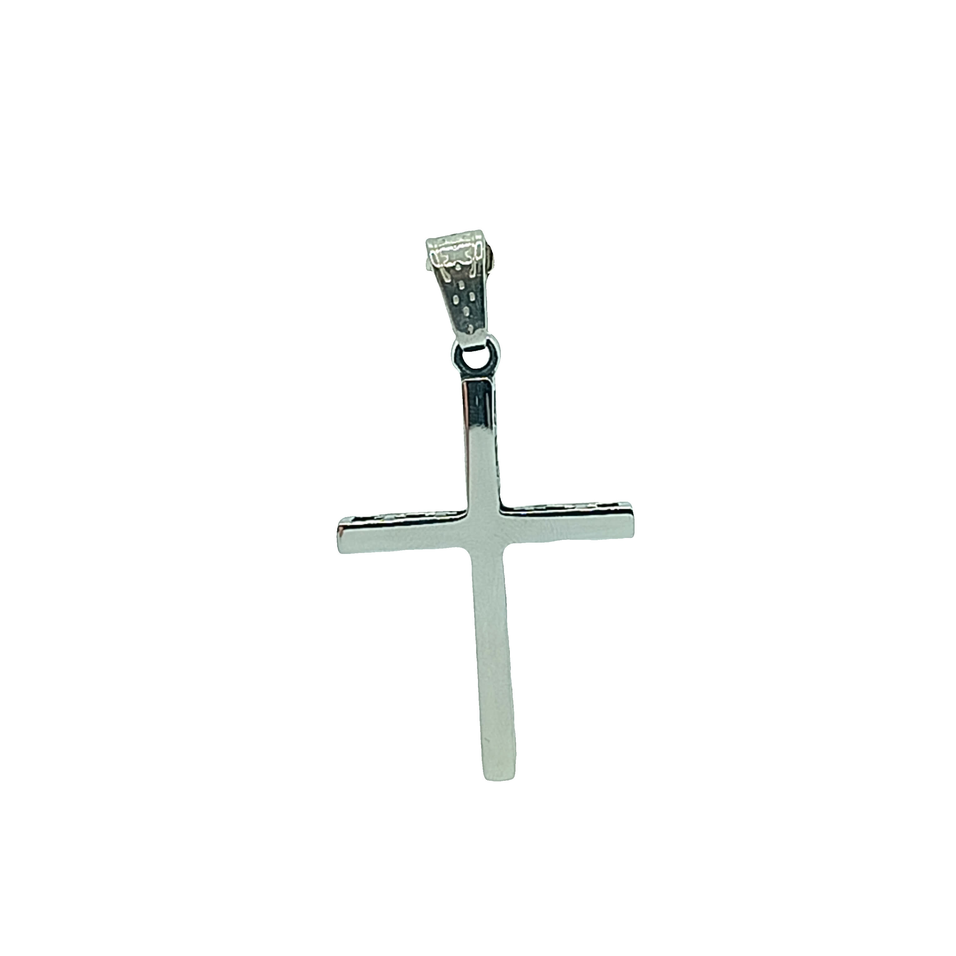 Elegancki posrebrzany krzyż wisiorek