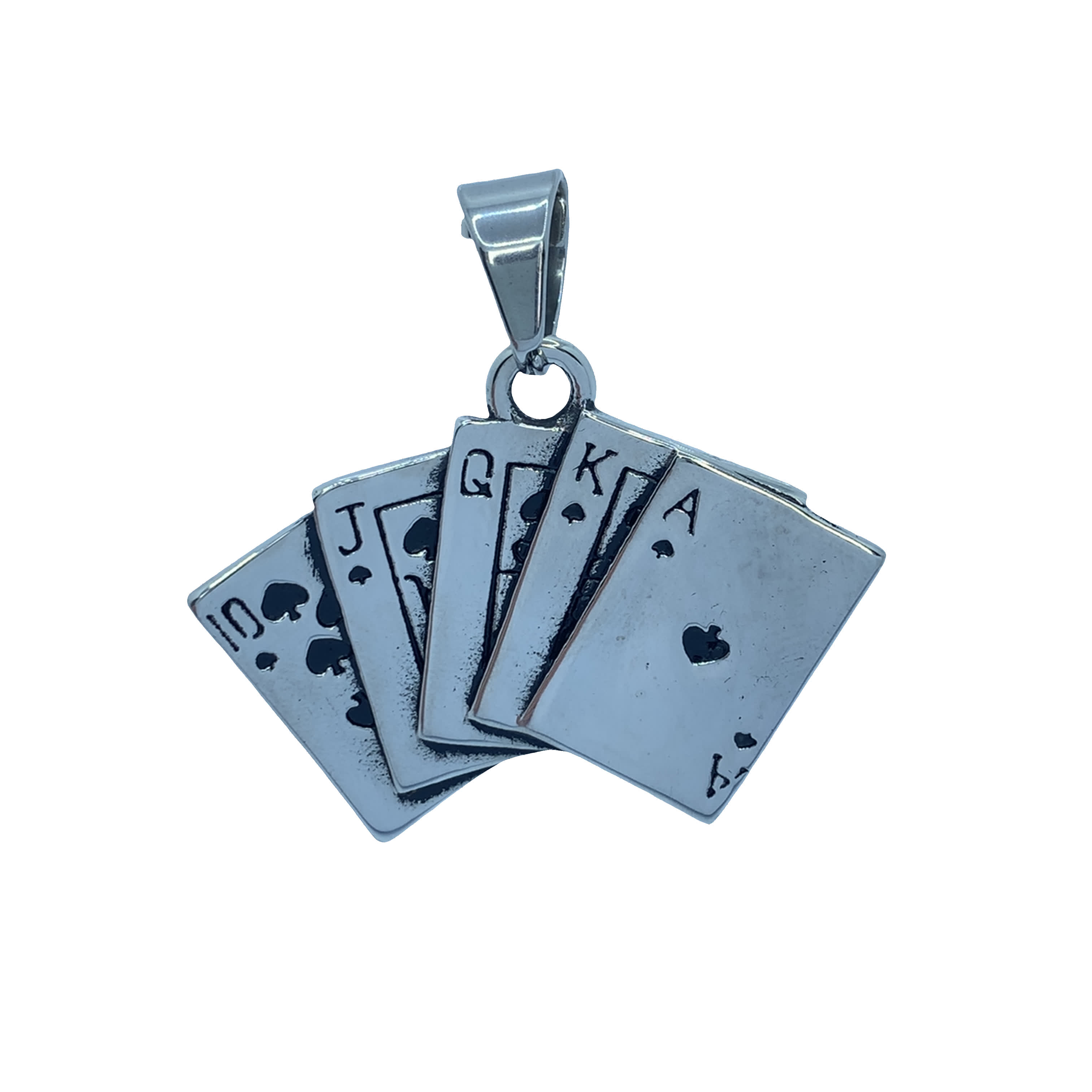 Posrebrzany wisiorek w kształcie kart do gry