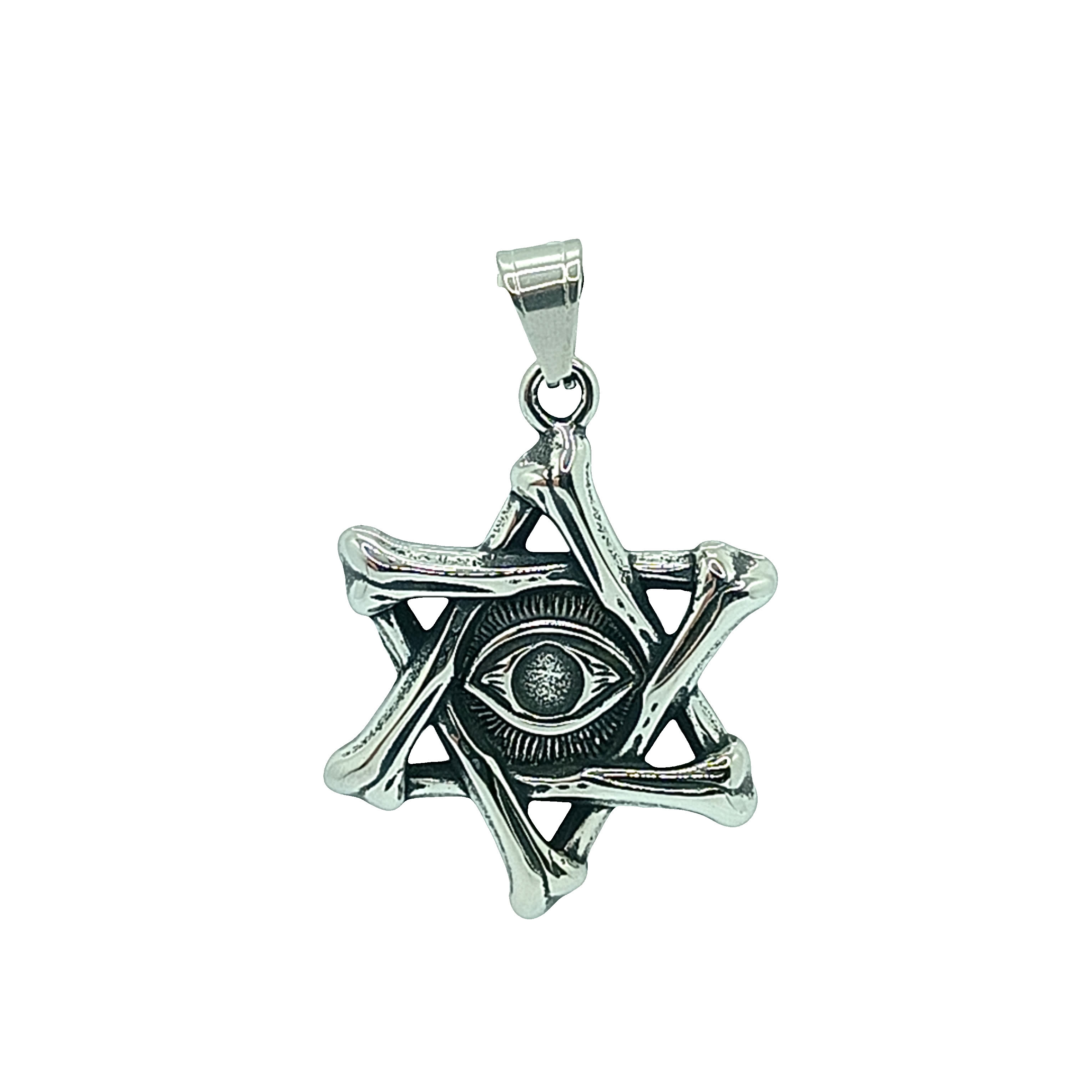 Intrygujący wisiorek w kształcie gwiazdy z wzorem oka