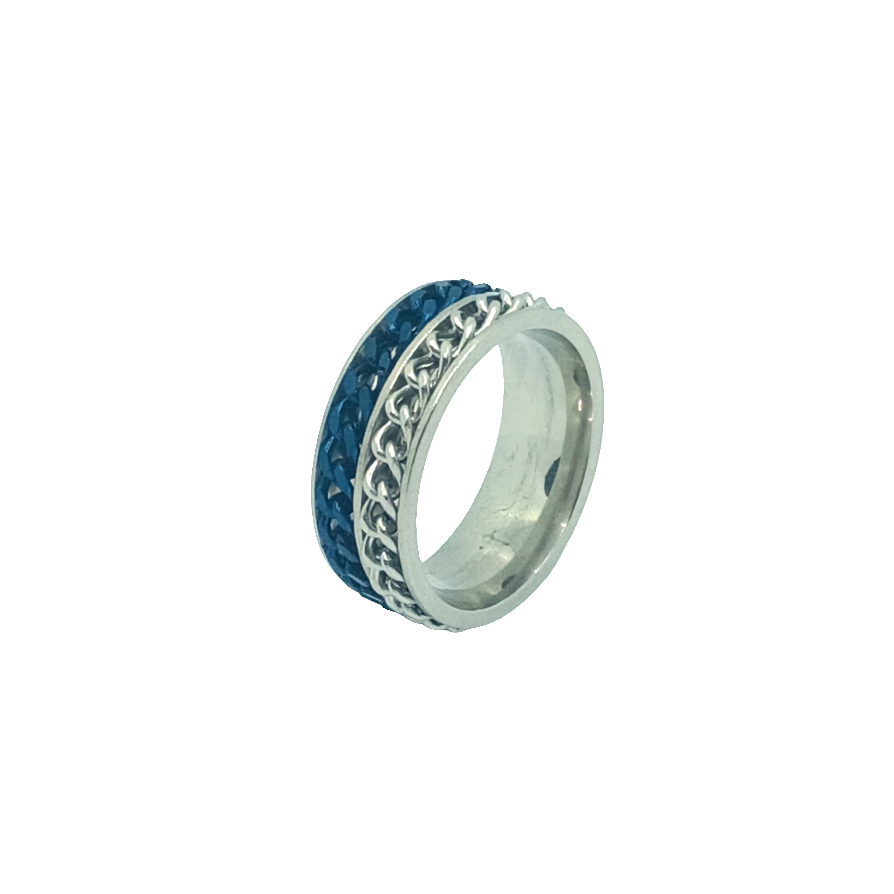 Elegancki niebieski pierścionek z kamieniem szlachetnym