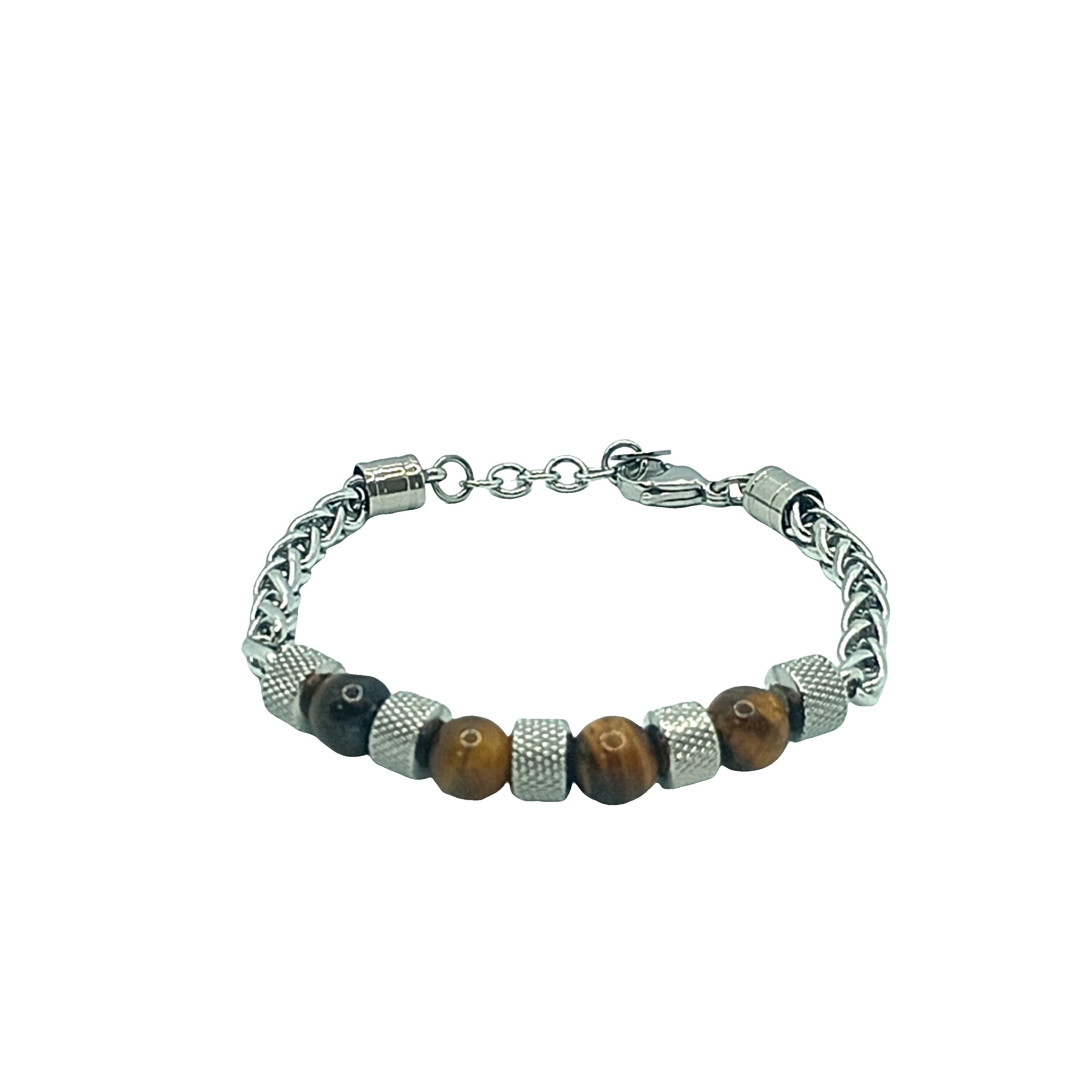 Bransoletka z koralików posrebrzanych z żółtymi agatami