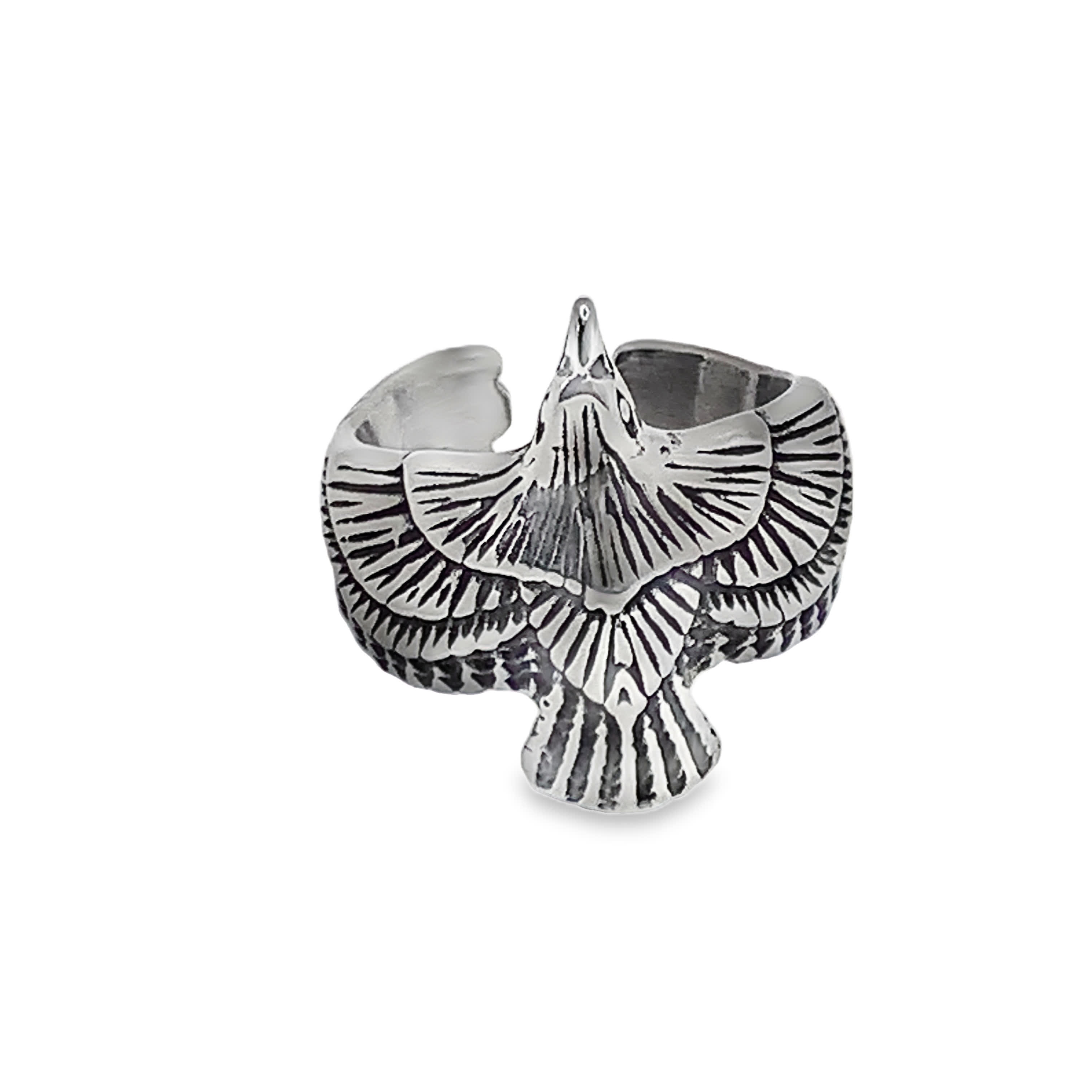 Sygnet ze posrebrzanej stali z orłem