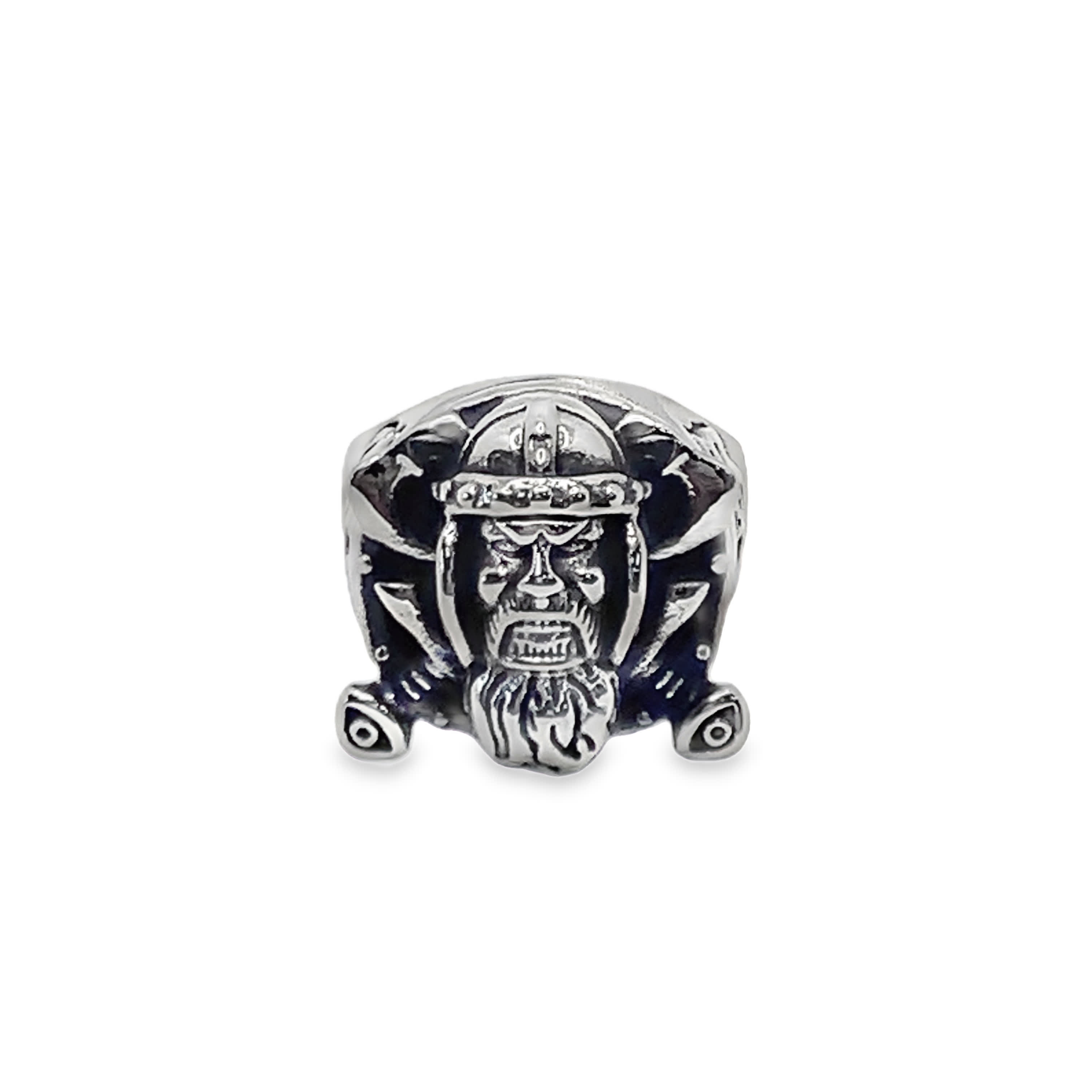 Sygnet wojownika wikingów ze posrebrzanej stali