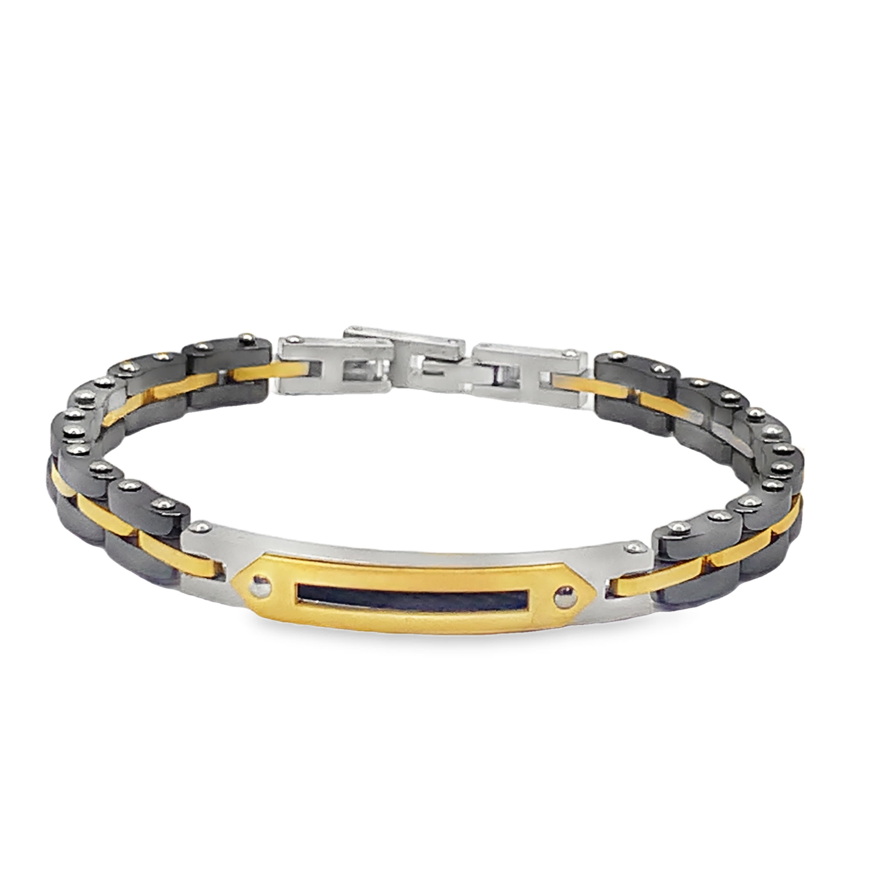 Nowoczesna trójkolorowa męska bransoletka łańcuszkowa