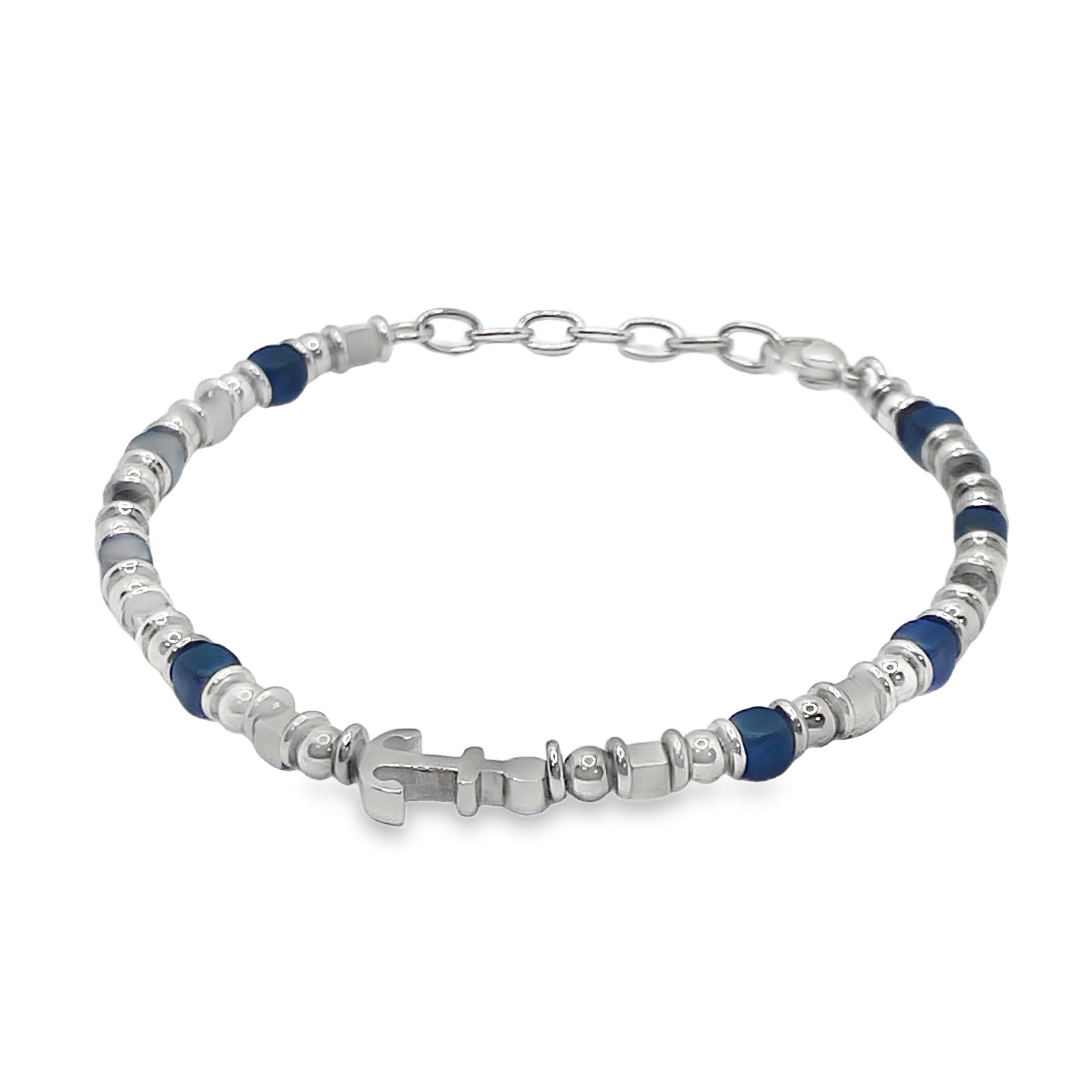 Posrebrzana bransoletka z koralikami i kaboszonami