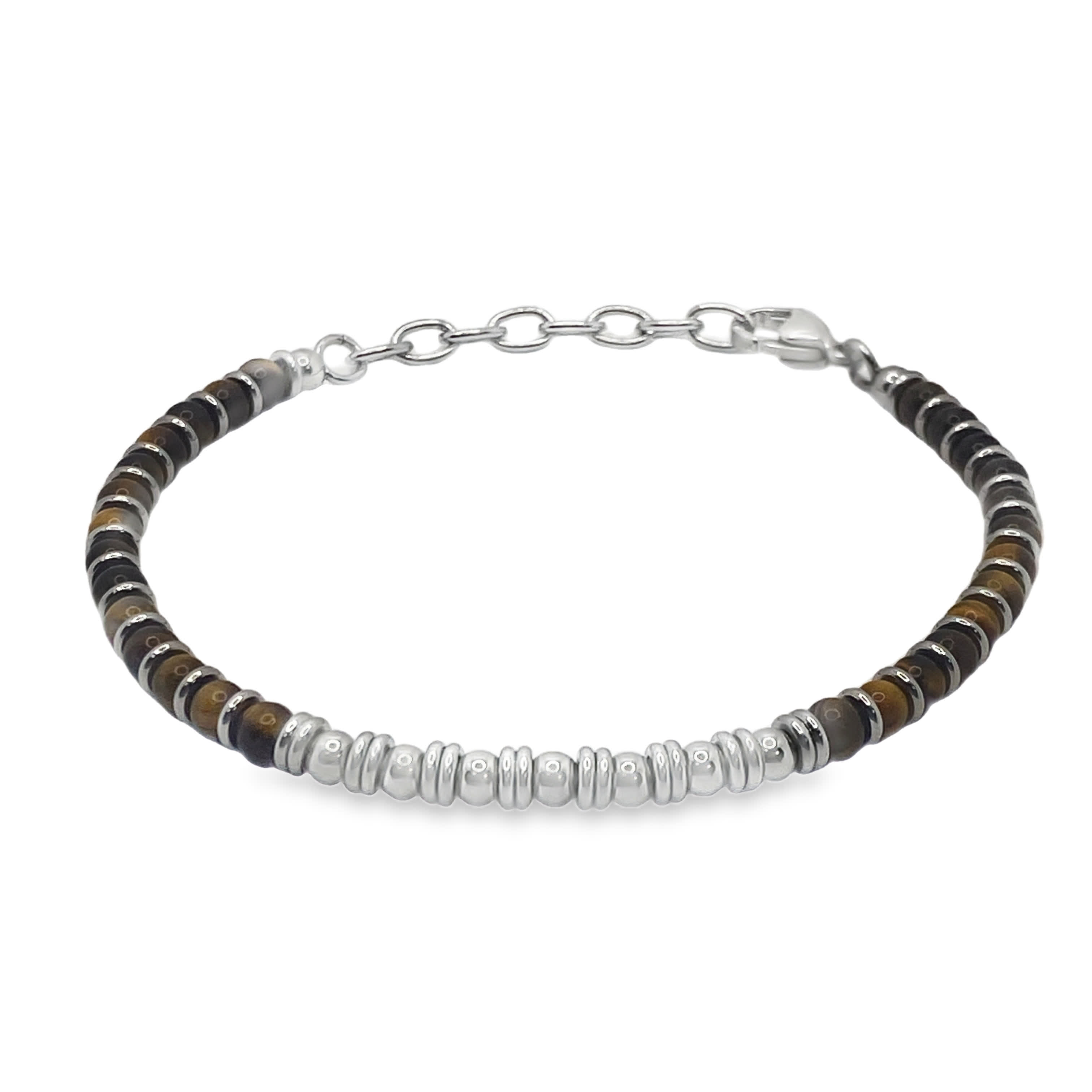 Posrebrzana bransoletka z koralikami i żółtym agatem