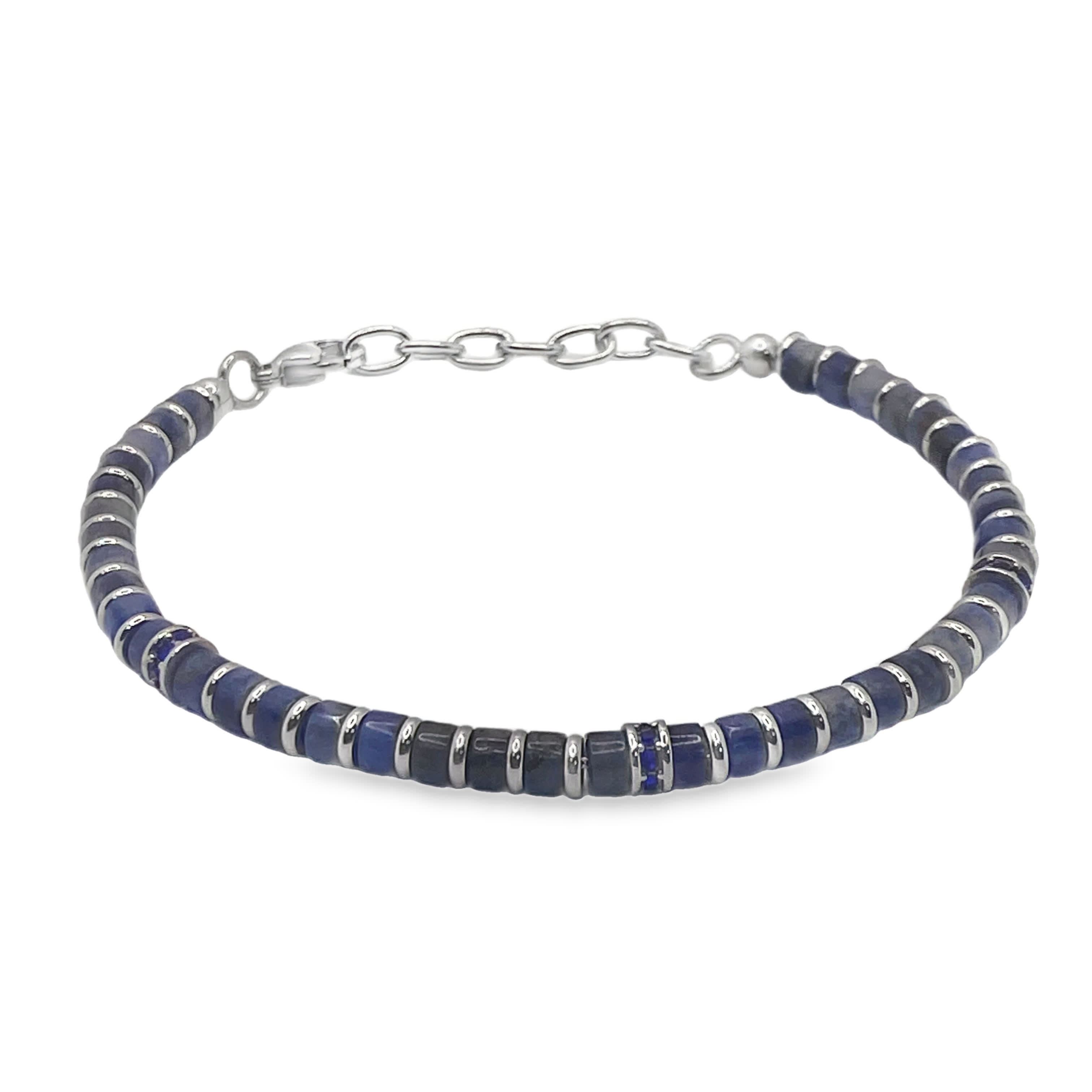 Posrebrzana bransoletka z koralikami i kamieniami