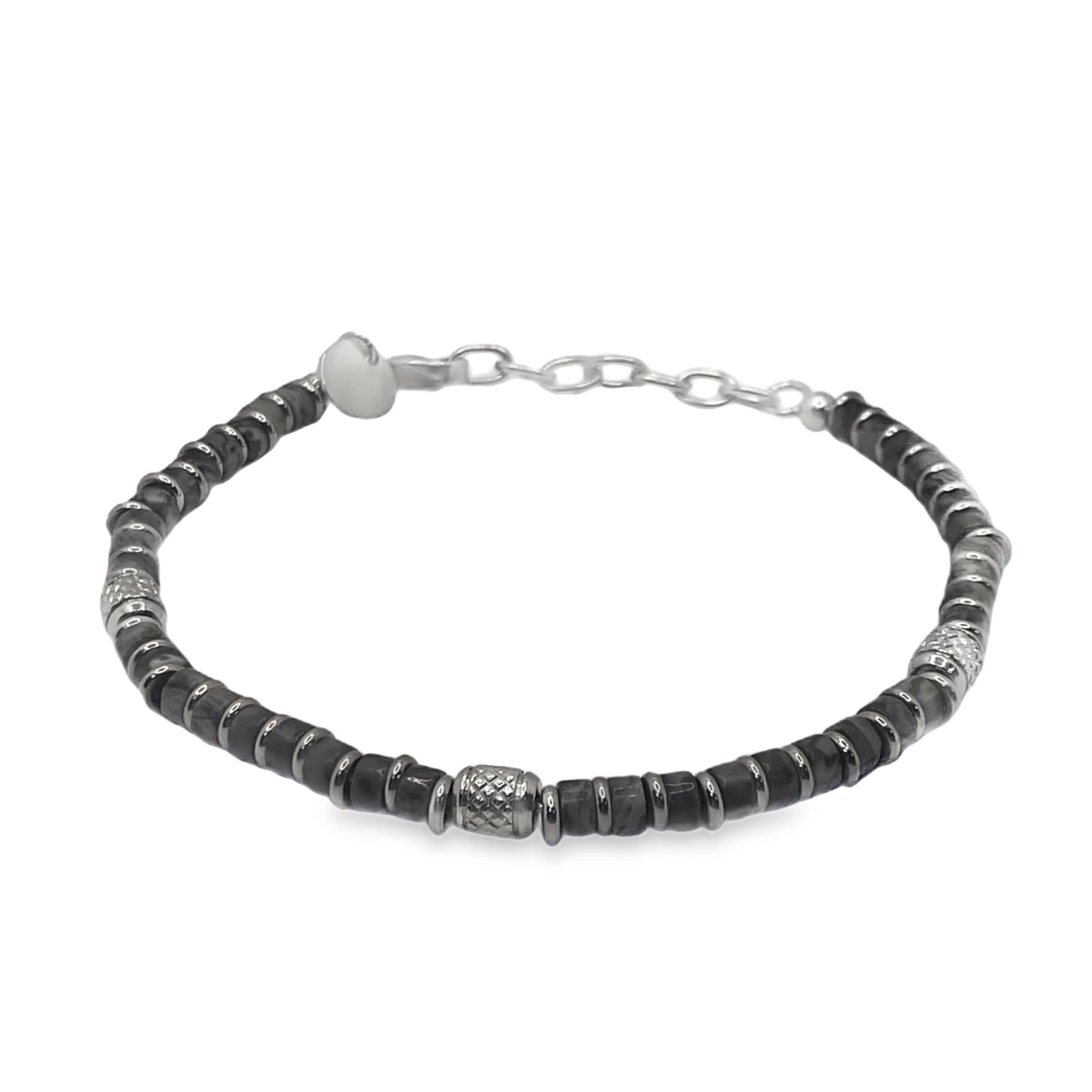 Bransoletka z koralików agatu i stali