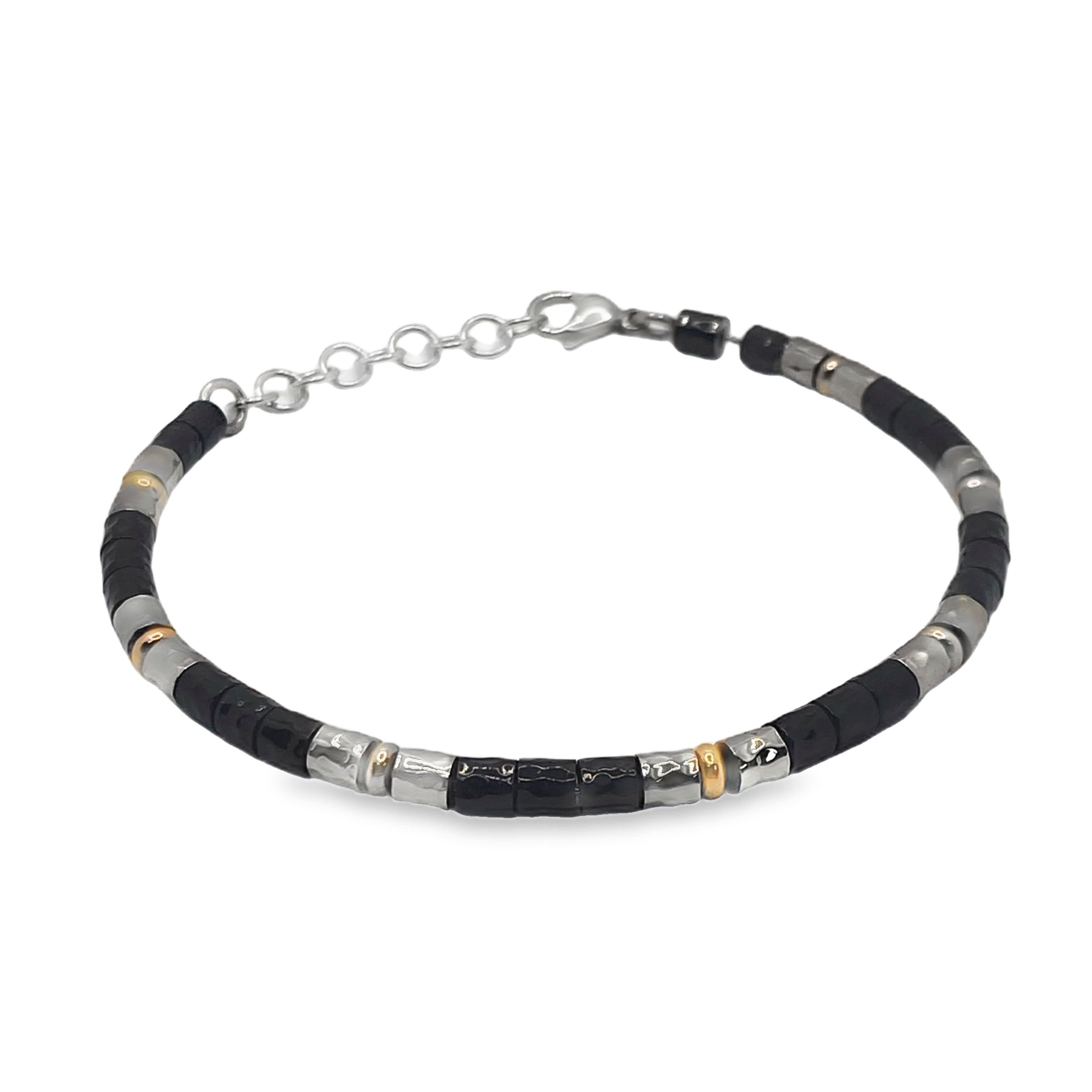 Nowoczesna posrebrzana bransoletka z koralikami