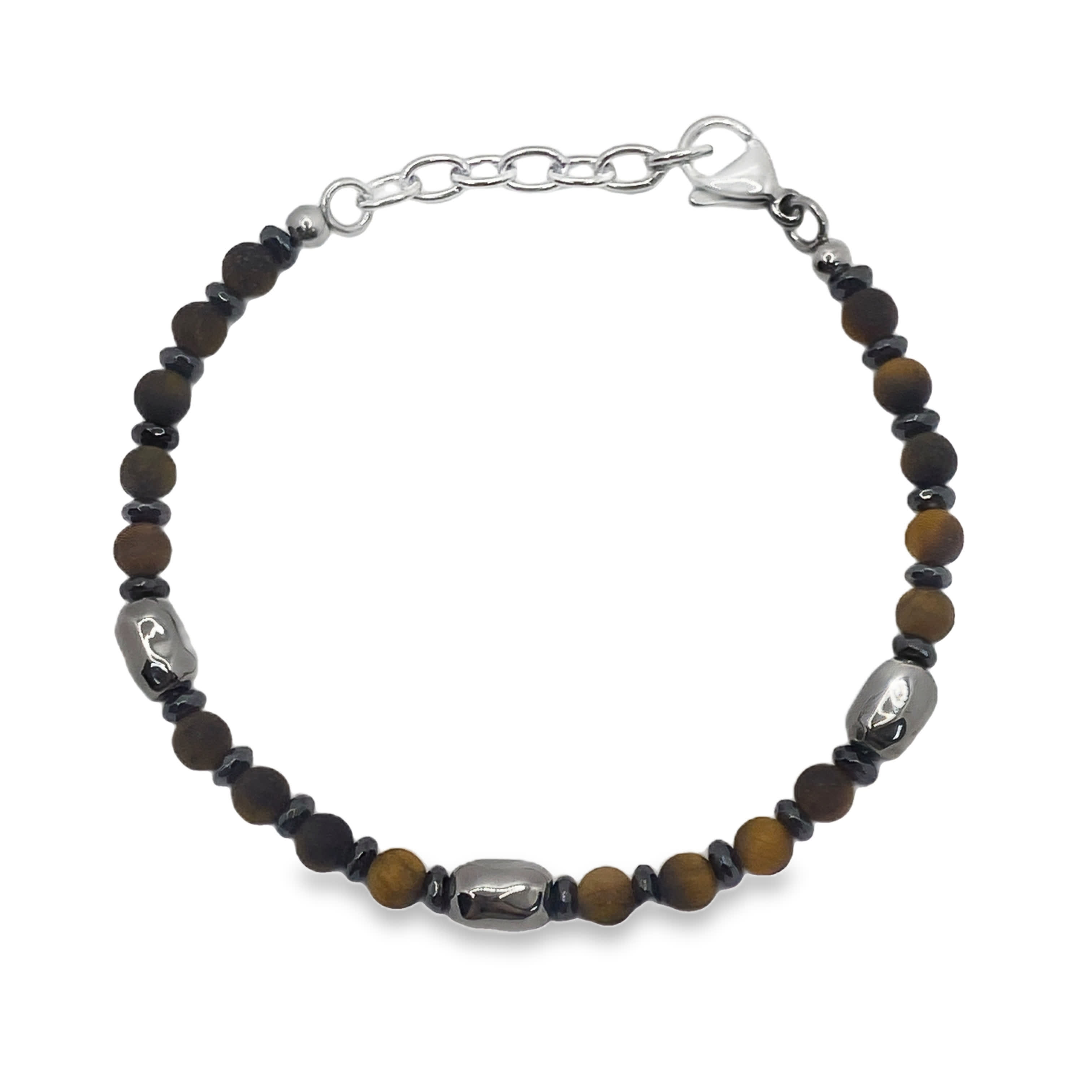 Bransoletka z koralików agatowych z żółtymi kamieniami  o szlifie kaboszonowym