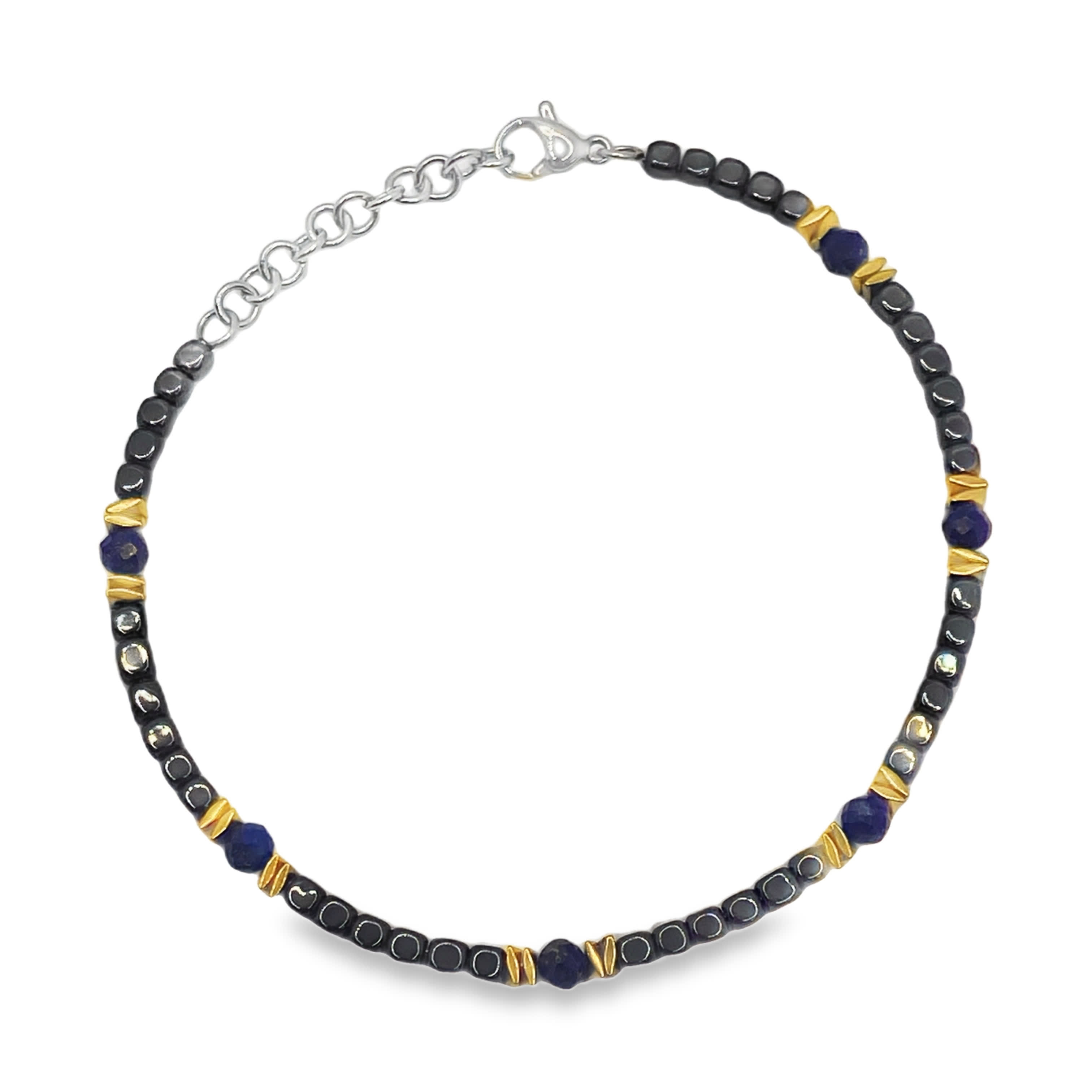 Posrebrzana bransoletka z koralikami i kamieniami