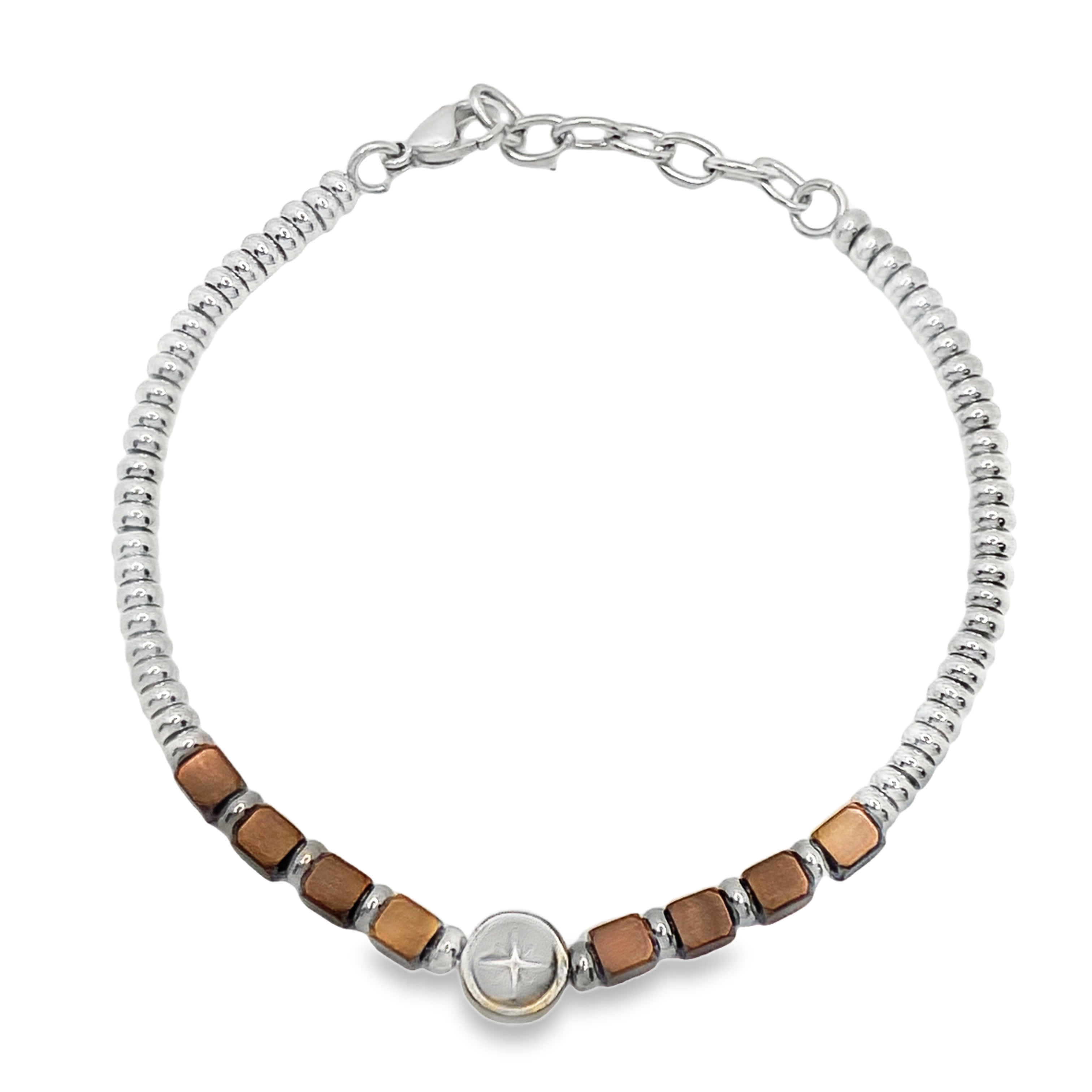 Elegancka posrebrzana bransoletka z koralikami