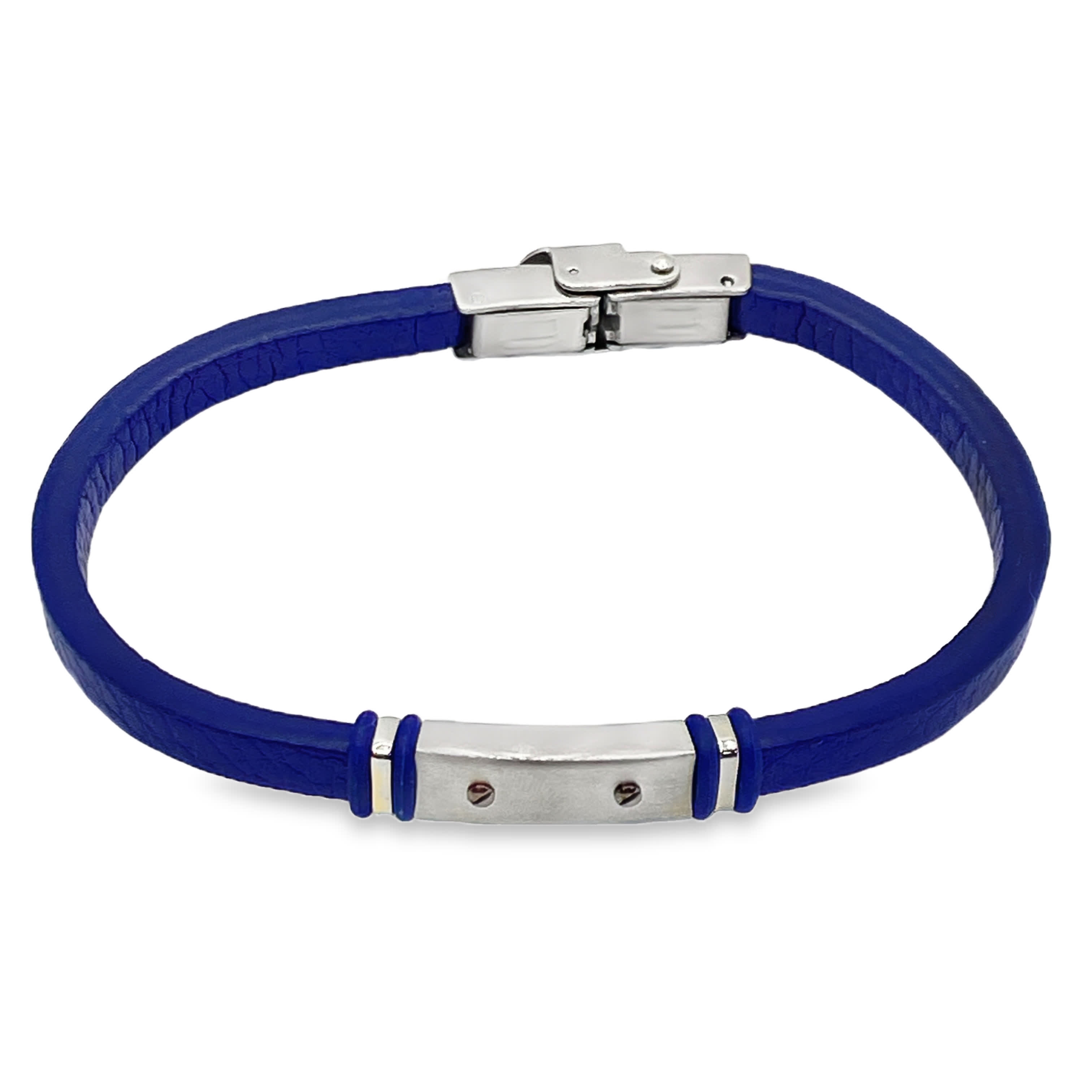 Nowoczesna niebieska bransoletka łańcuszkowa bez metalu z metalowymi akcentami