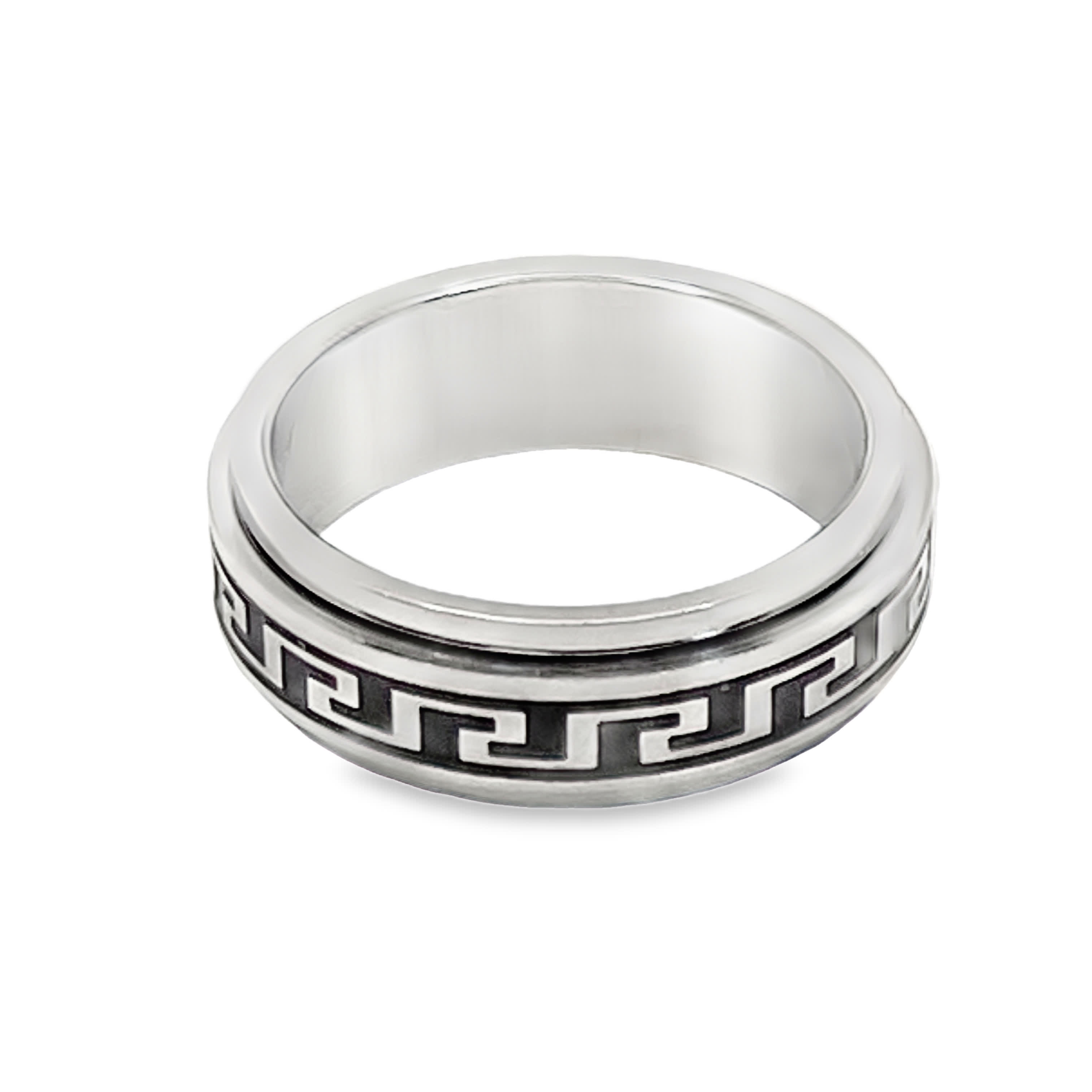 Elegancki posrebrzany pierścionek z nowoczesnym wzorem