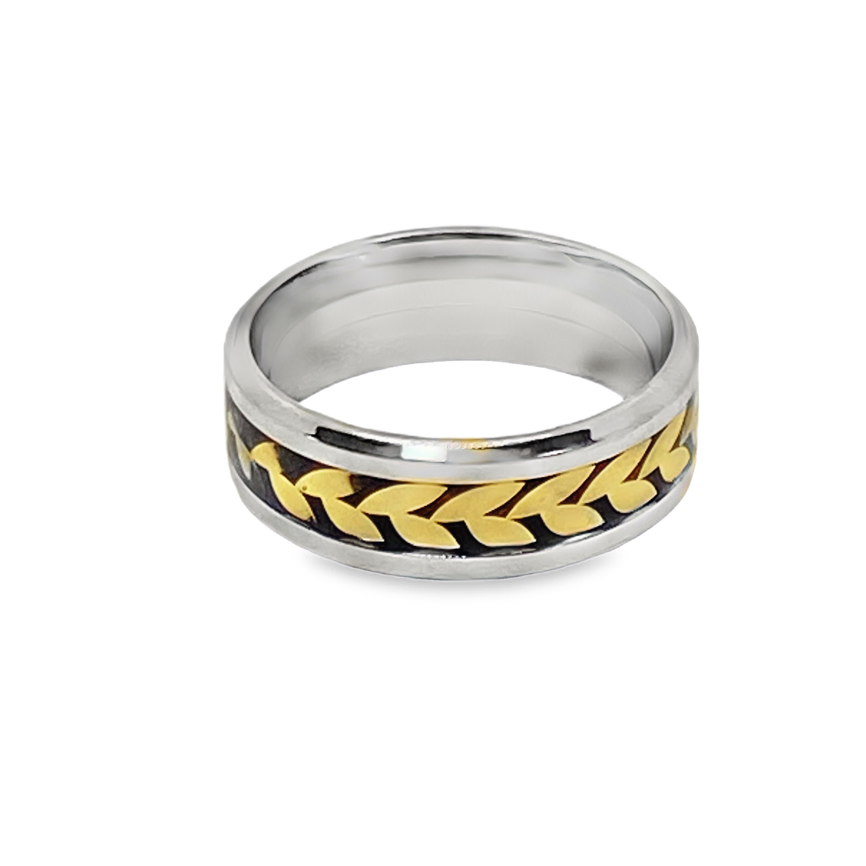 Elegancki posrebrzany pierścionek z misternym wzorem