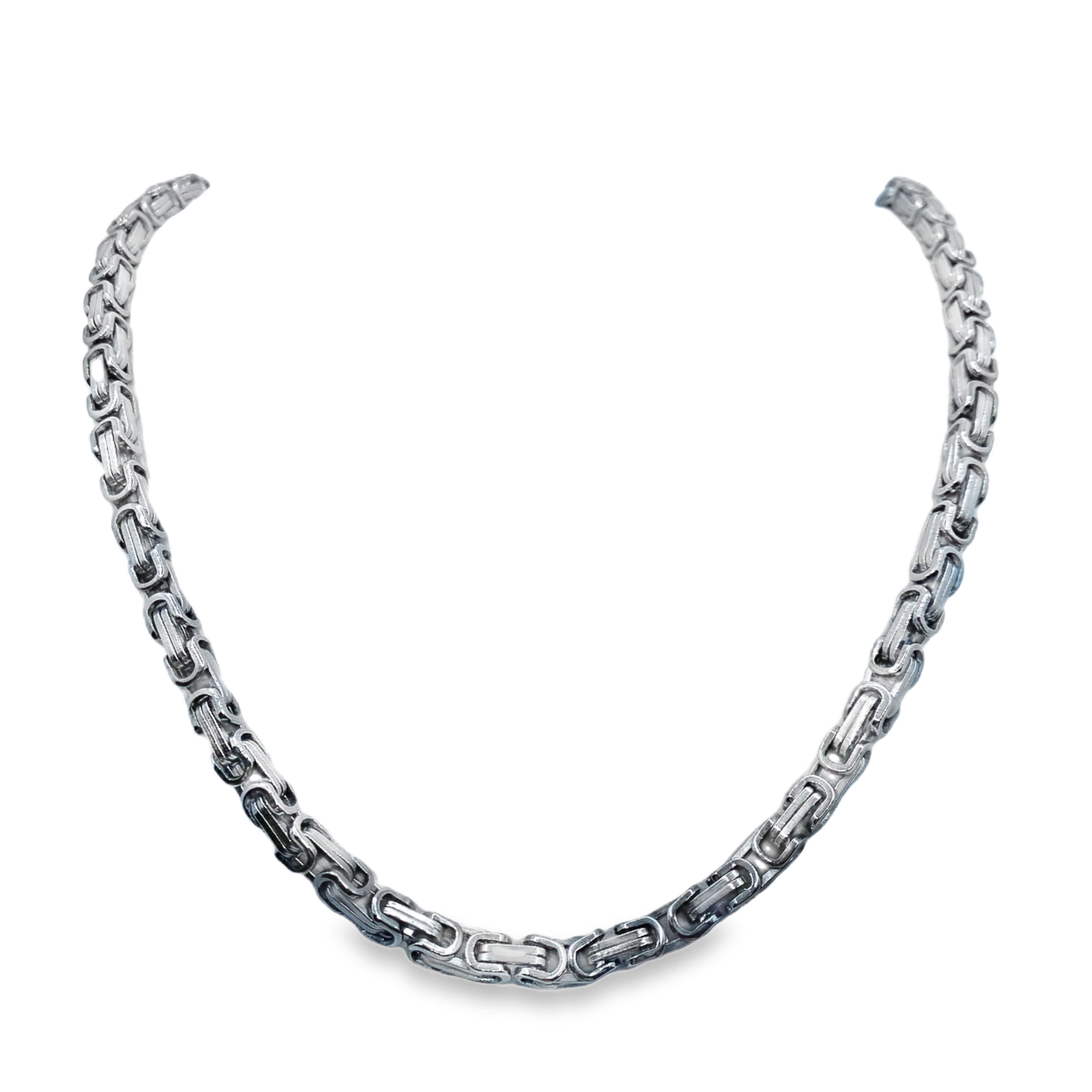 Odważny posrebrzany naszyjnik z łańcuszkiem bizantyjskim