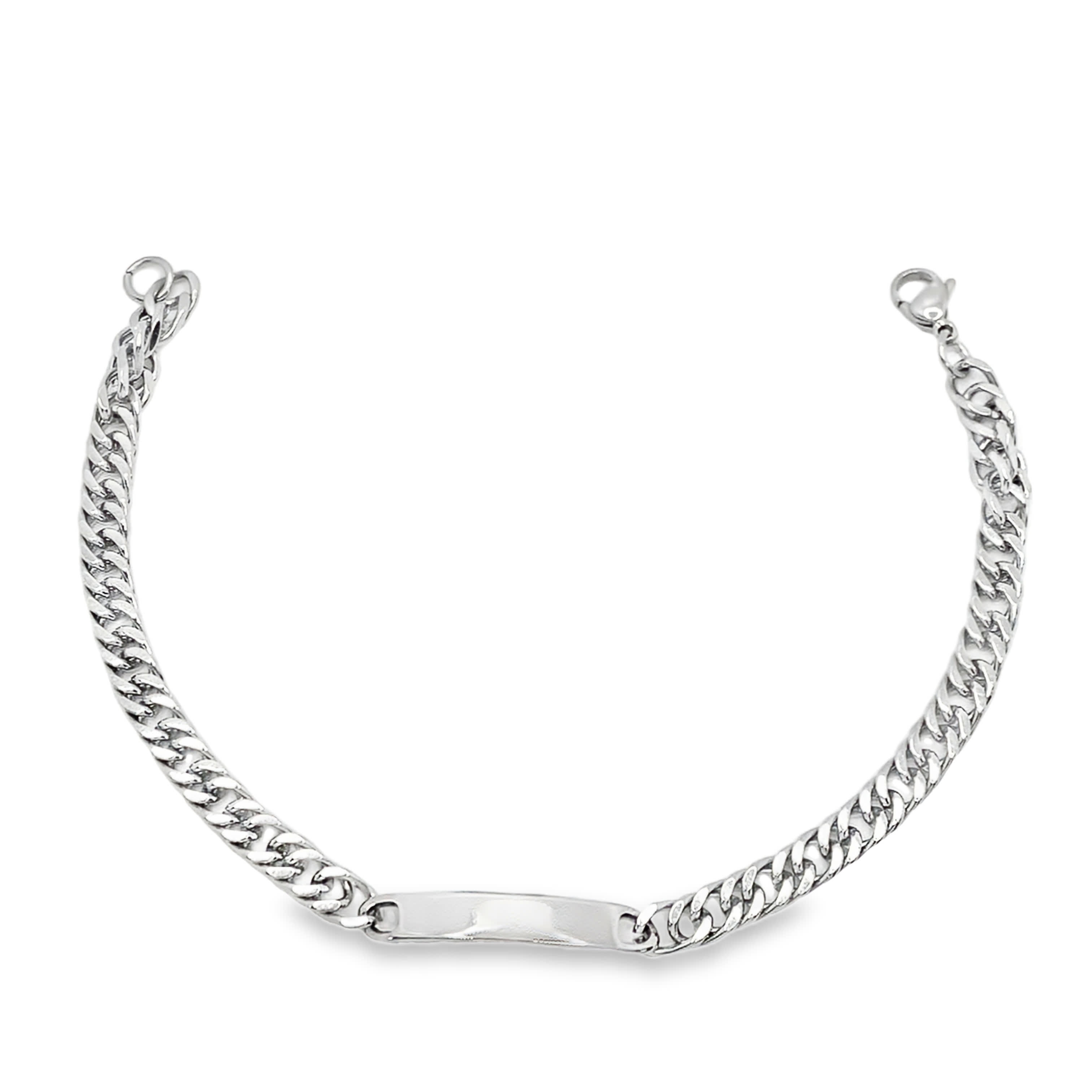 Bransoletka identyfikacyjna z łańcuszkiem krawężnikowym w kolorze posrebrzanym