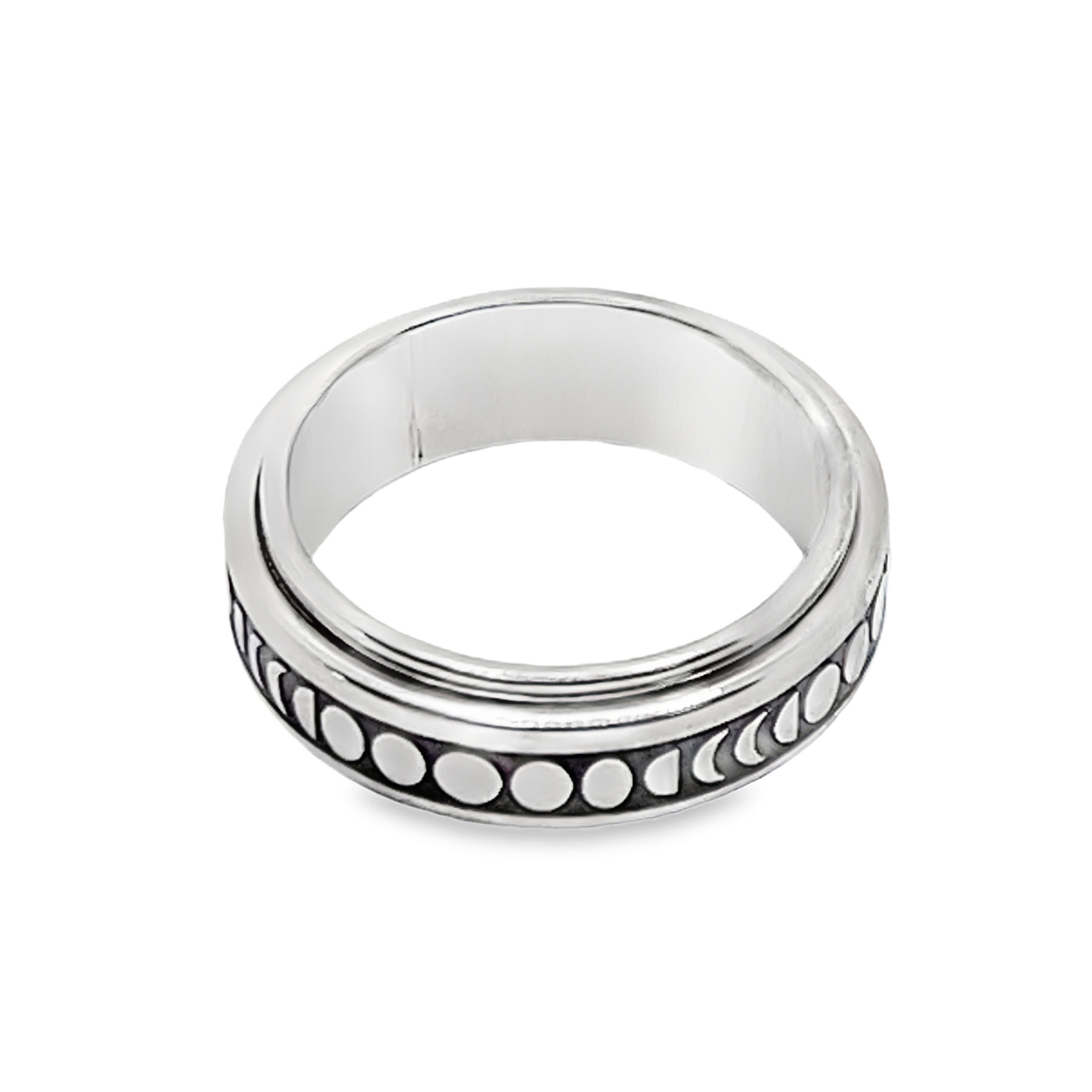 Posrebrzany pierścień z fazą księżyca