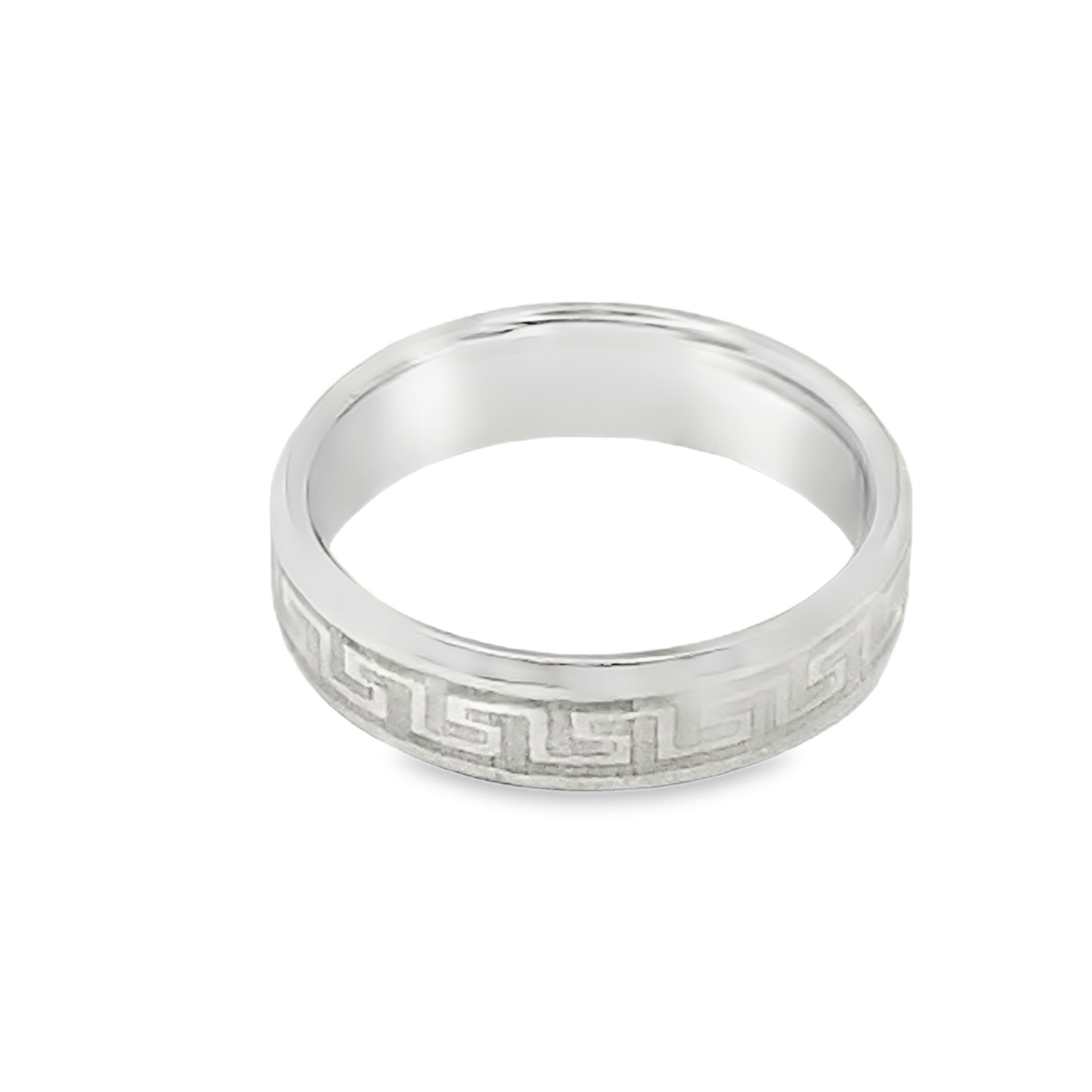 Sterling Silver Greek Key Design Band Ring