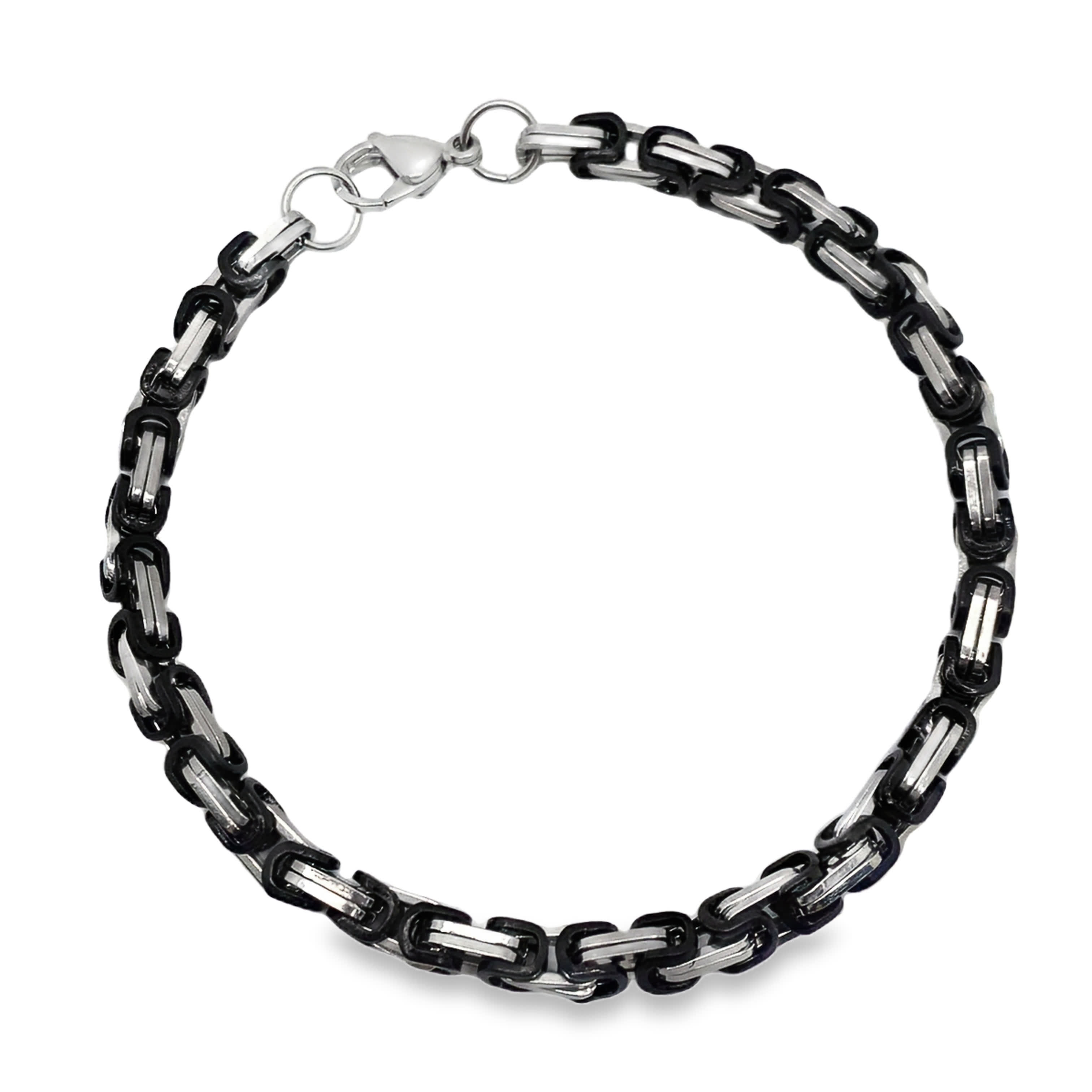 Męska posrebrzana bransoletka łańcuszkowa w stylu bizantyjskim