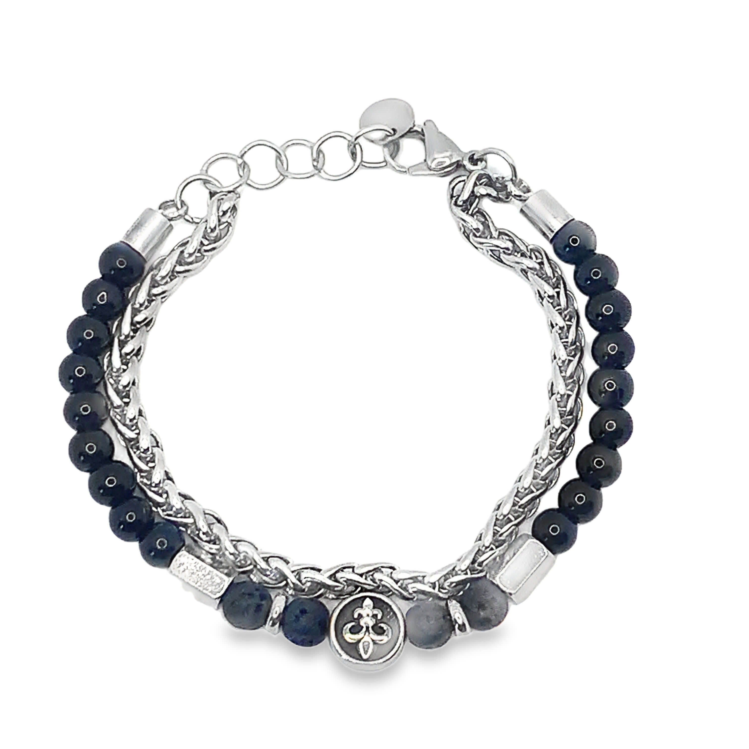 Bransoletka z koralików ze posrebrzanej stali artystycznego z misternym urokiem