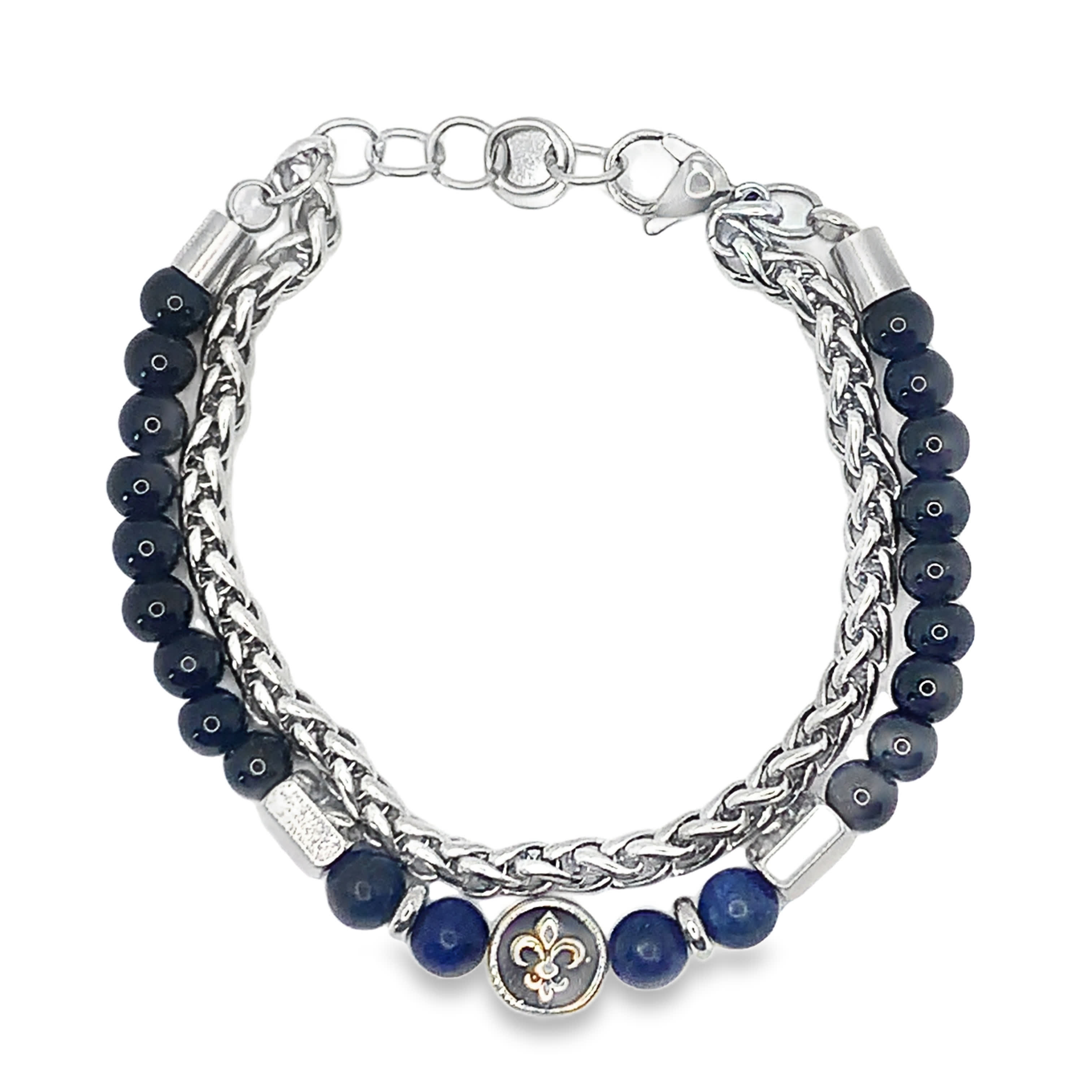 Bransoletka z podwójnego sznurka ze srebrnego łańcuszka i koralików