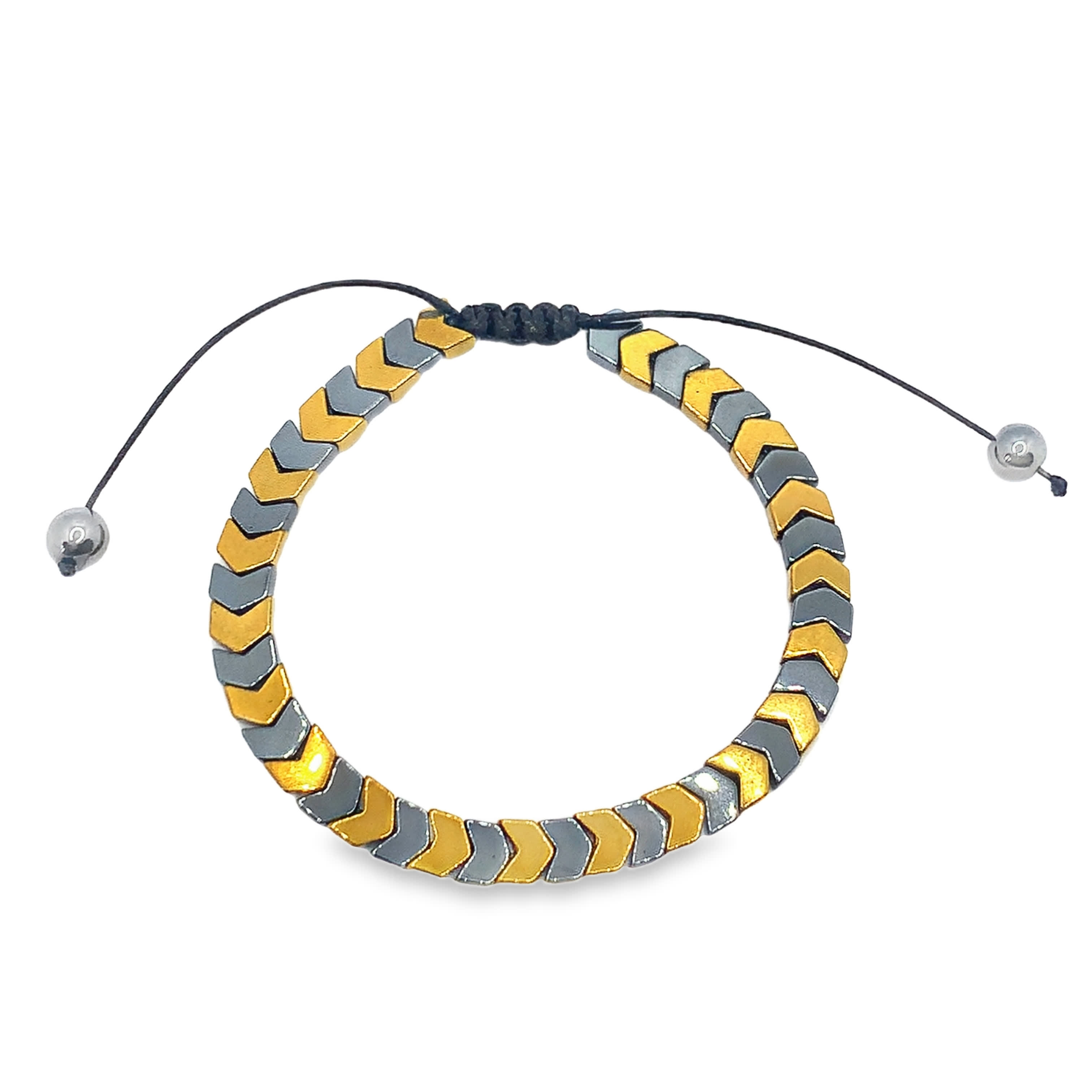 Bransoletka ze złoconej stali i koralików wykonana ręcznie przez rzemieślników