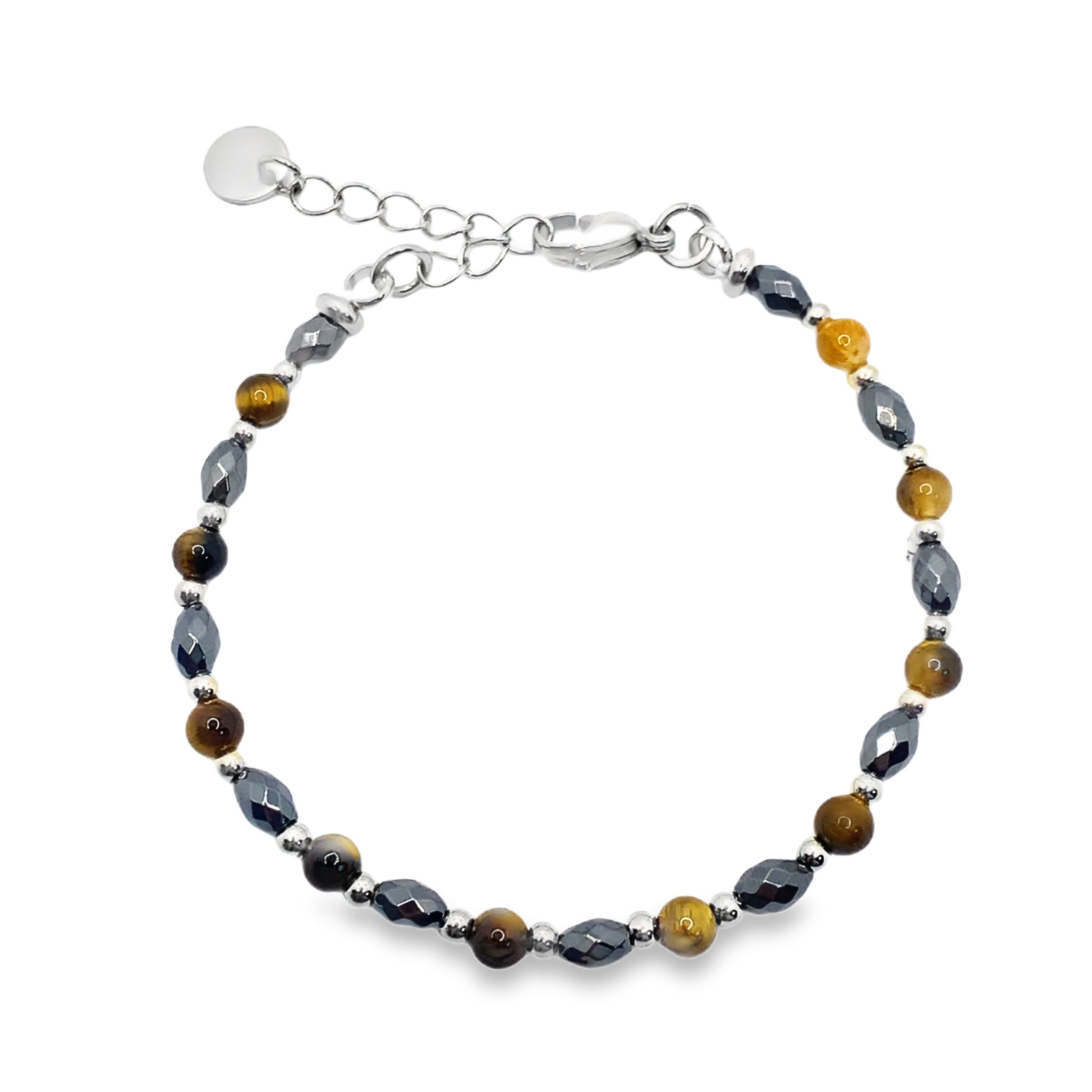 Posrebrzana bransoletka z koralikami i żółtopomarańczowymi agatami