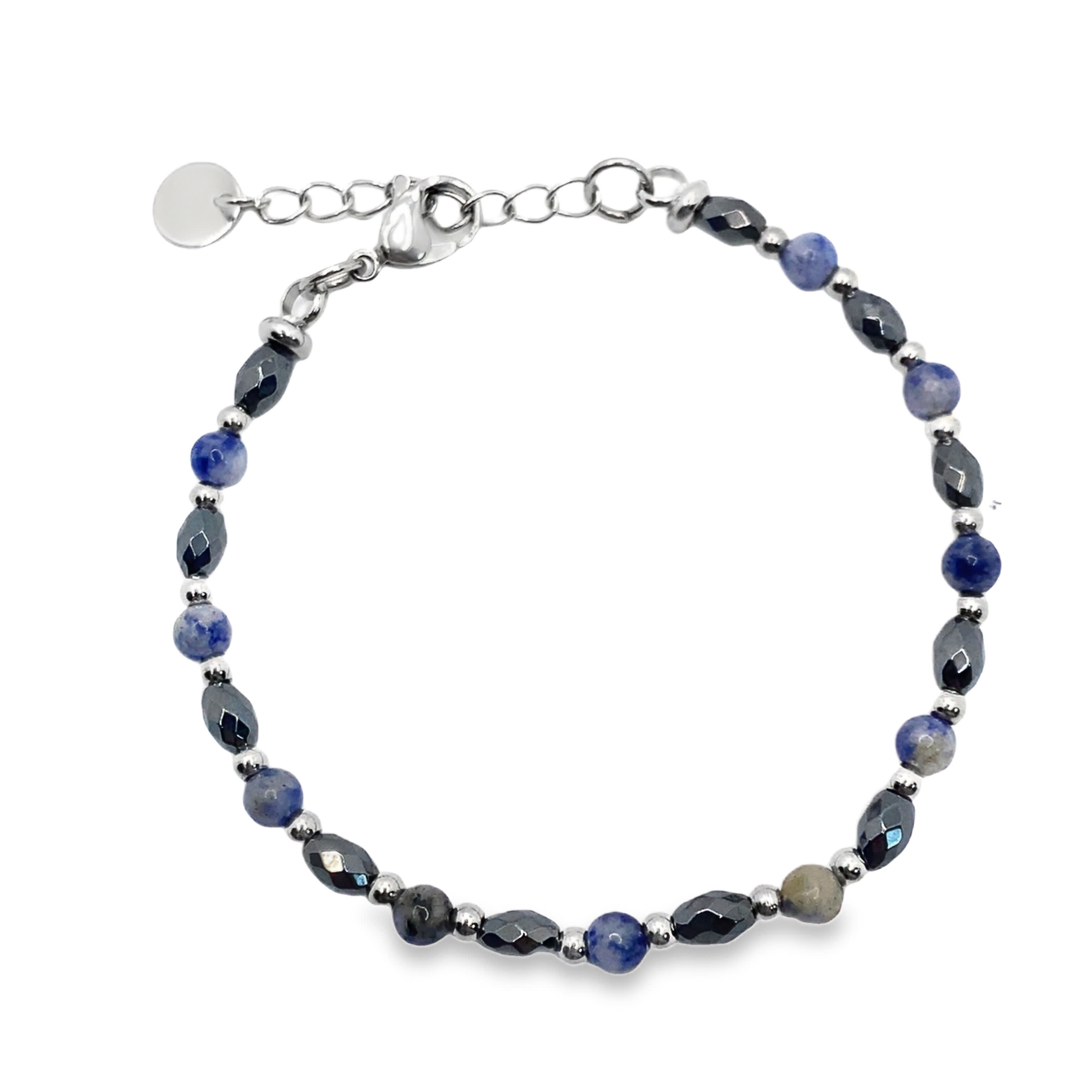 Posrebrzana bransoletka z koralikami i kamieniami