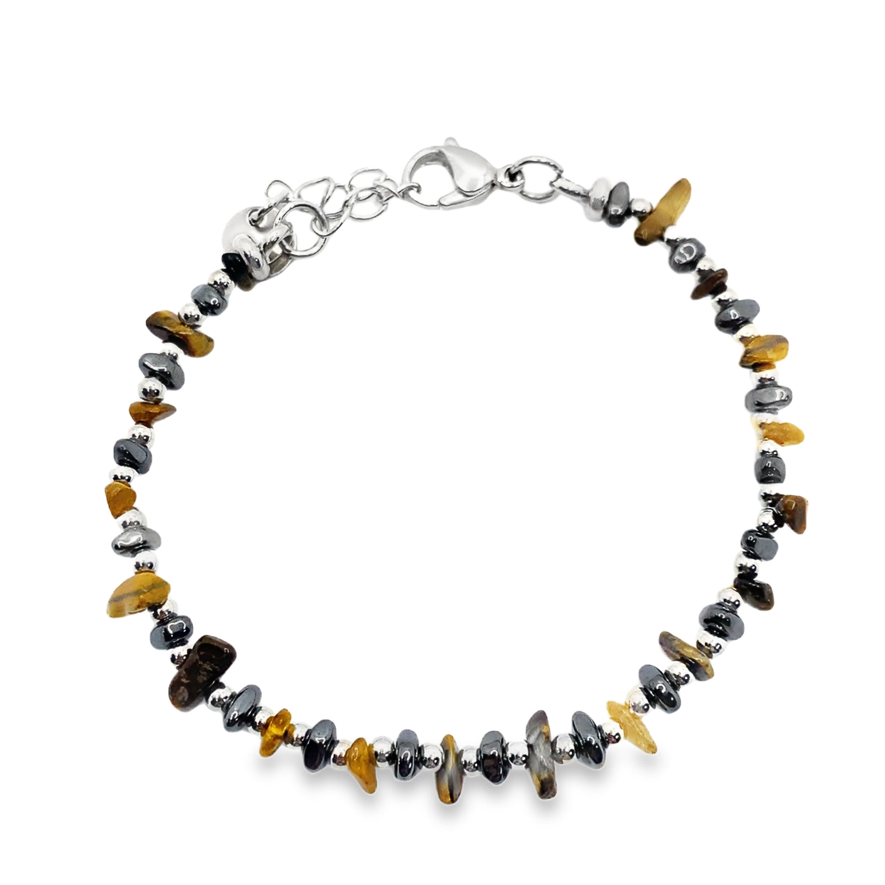 Bransoletka z koralików ze posrebrzanej stali z żółtym kwarcem