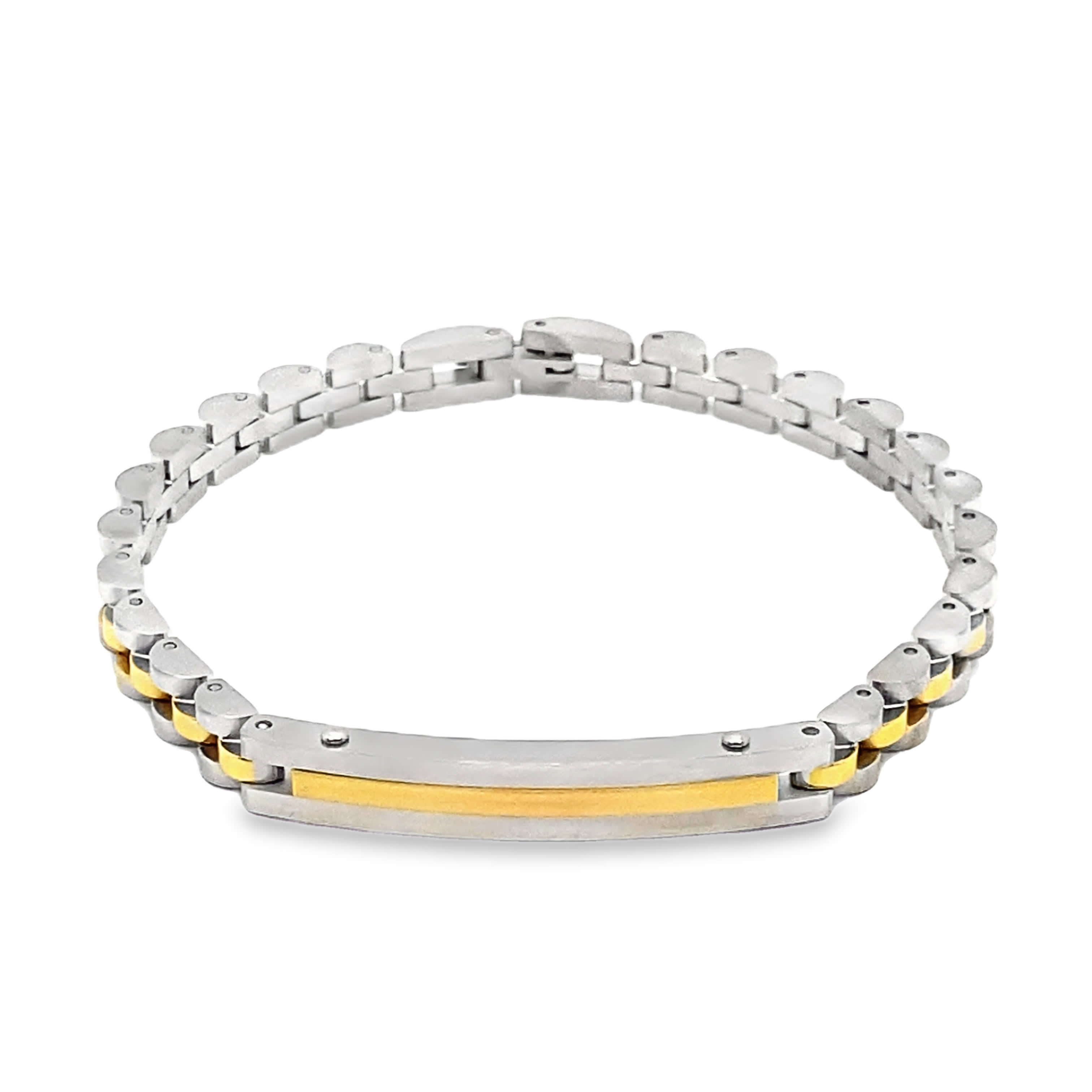 Bransoletka z łańcuszkiem akcentowym ze posrebrzanej stali i żółtego metalu