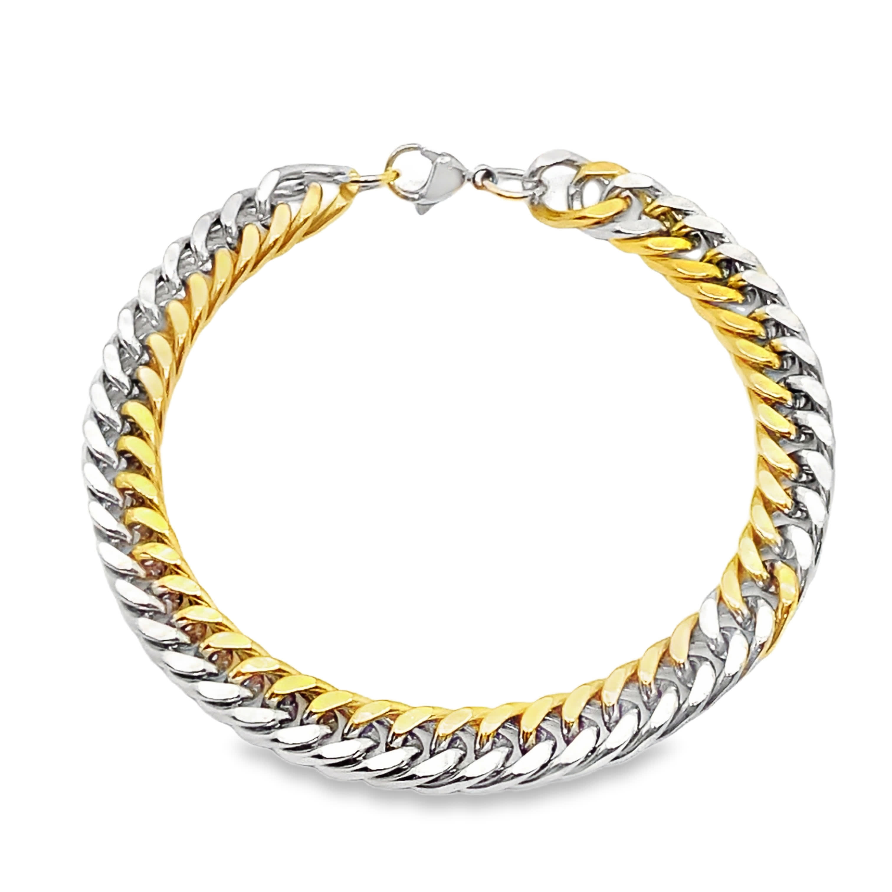 Dwukolorowa bransoletka z łańcuszkiem ze stali i stali