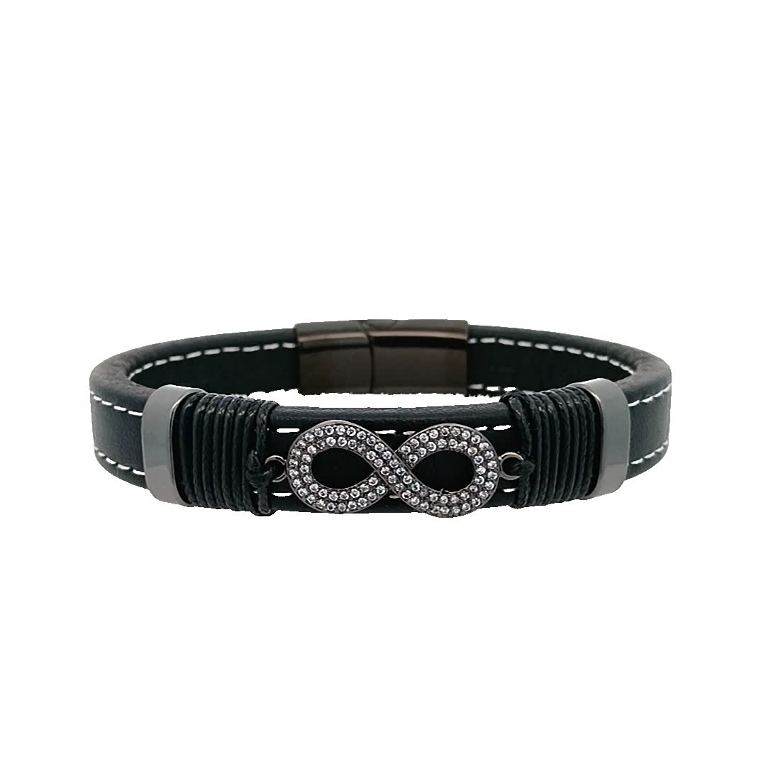 Stylowa czarna bransoletka nieskończoności