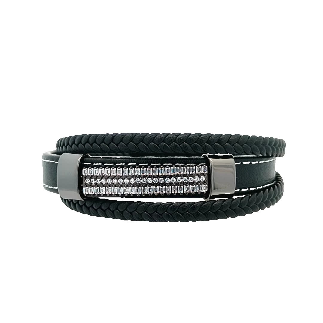 Stylowa czarna pleciona bransoletka