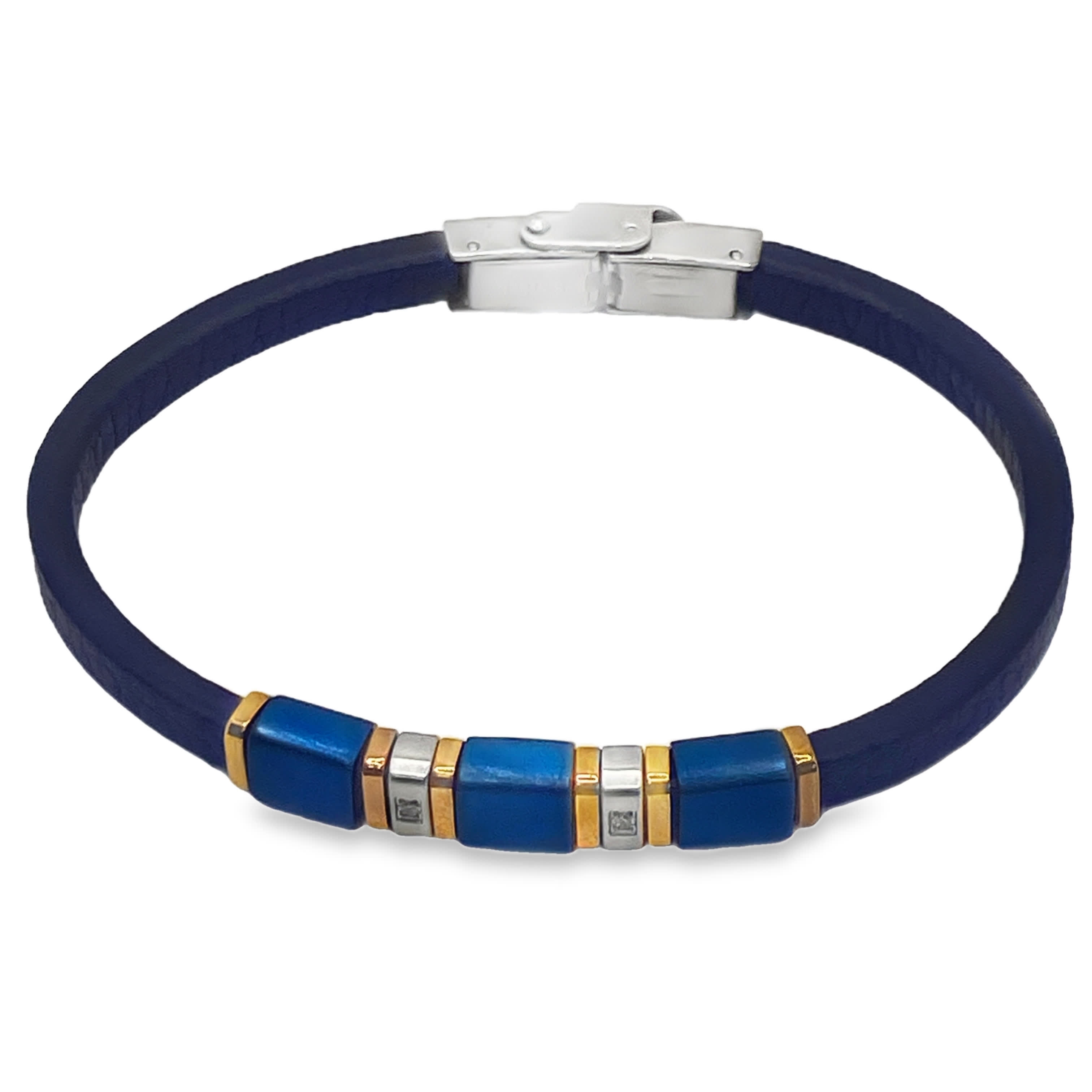 Nowoczesna niebieska bransoletka koralikowa