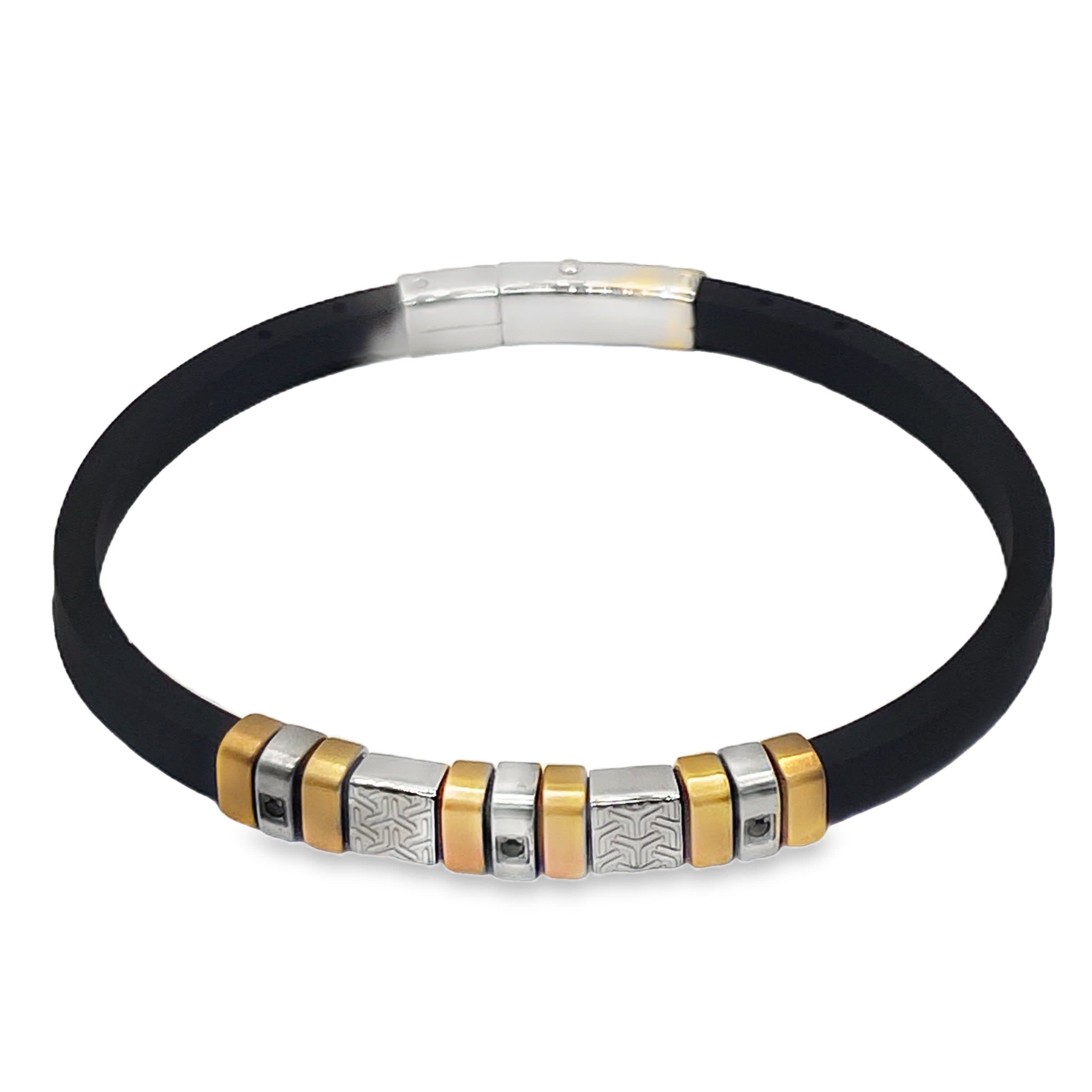 Nowoczesna bransoletka koralikowa z paskiem bez metalu