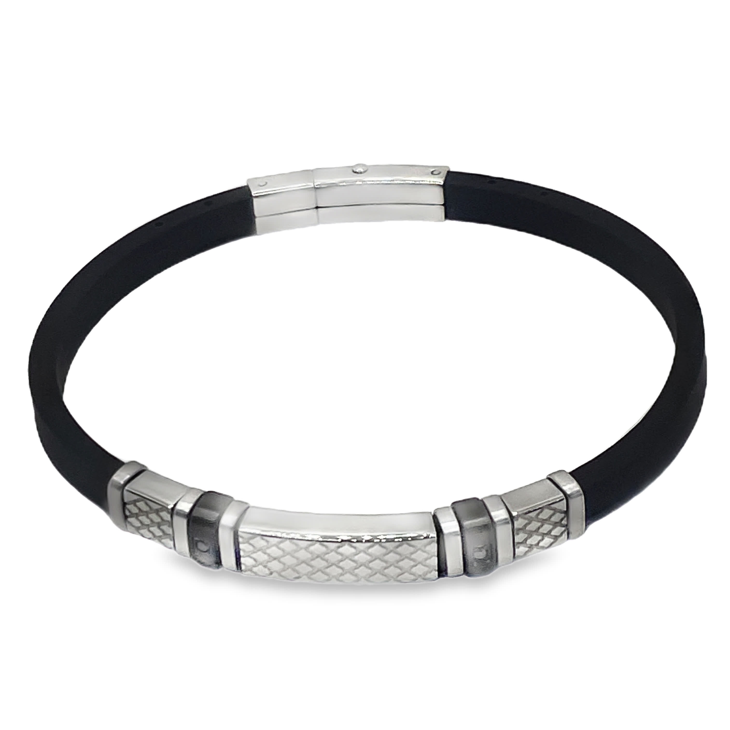 Nowoczesna bransoletka łańcuszkowa w kolorze czarno-posrebrzanym