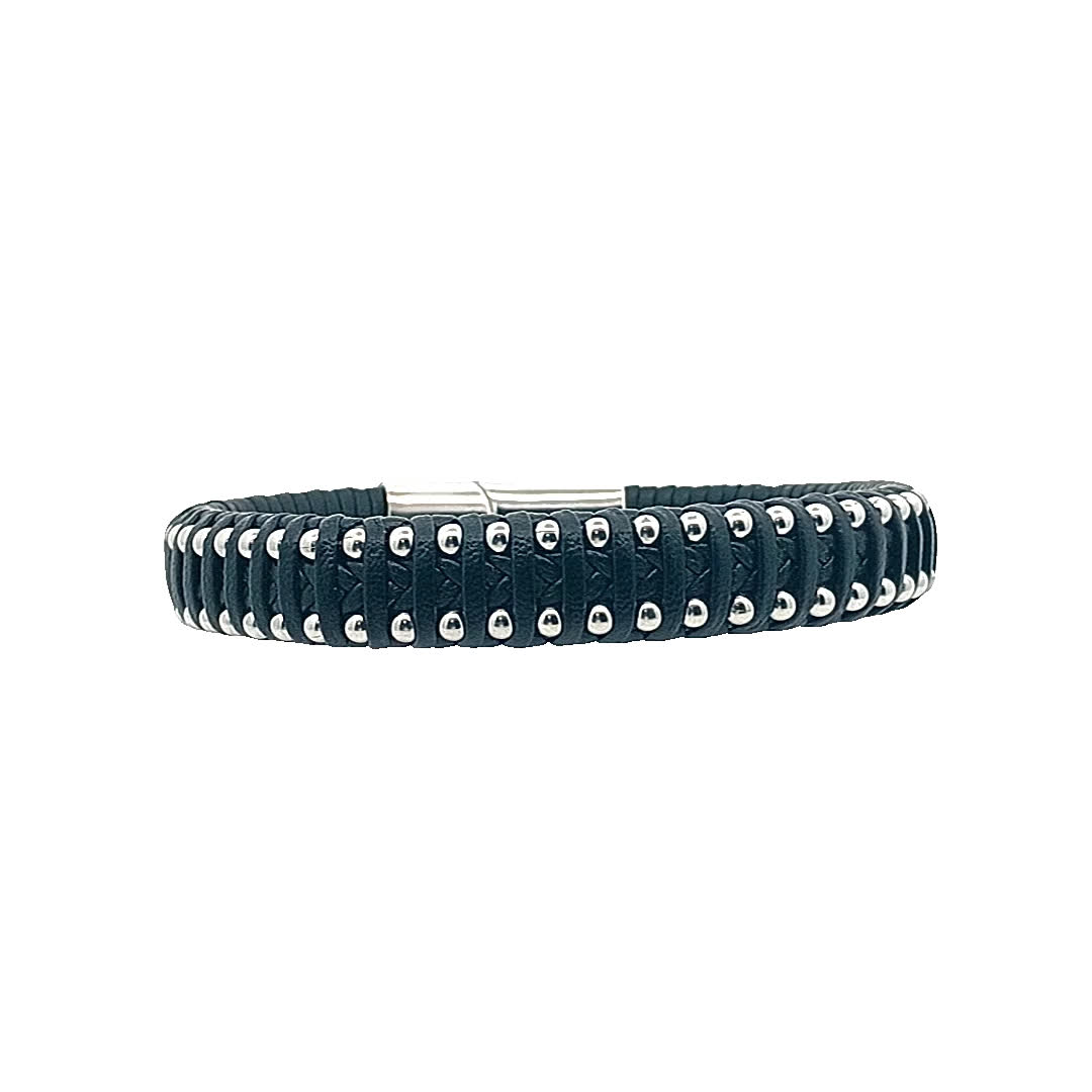 Stylowa skórzana bransoletka ze srebrnymi akcentami