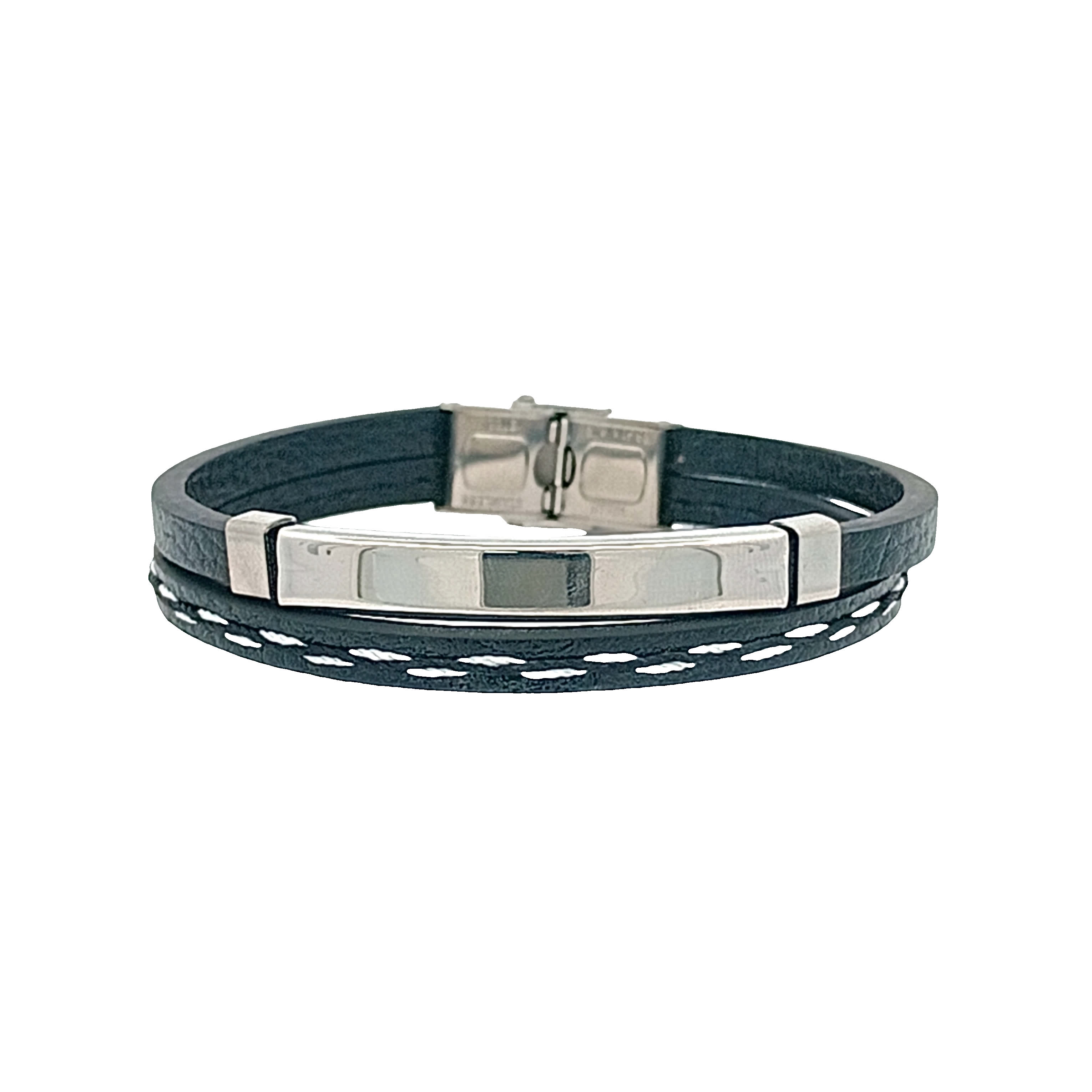 Stylowa czarna skórzana bransoletka