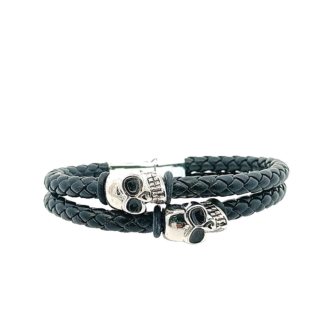 Stylowa skórzana bransoletka z czaszką