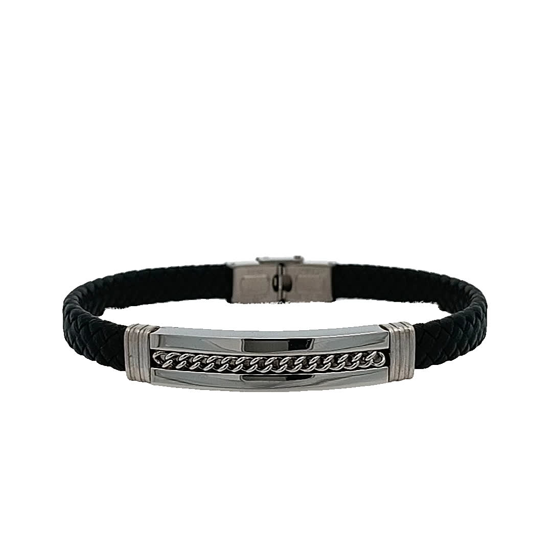 Stylowa bransoletka w kolorze czarno-posrebrzanym