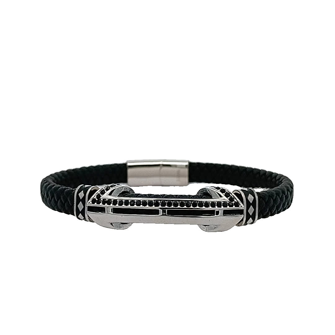 Stylowa czarna pleciona bransoletka