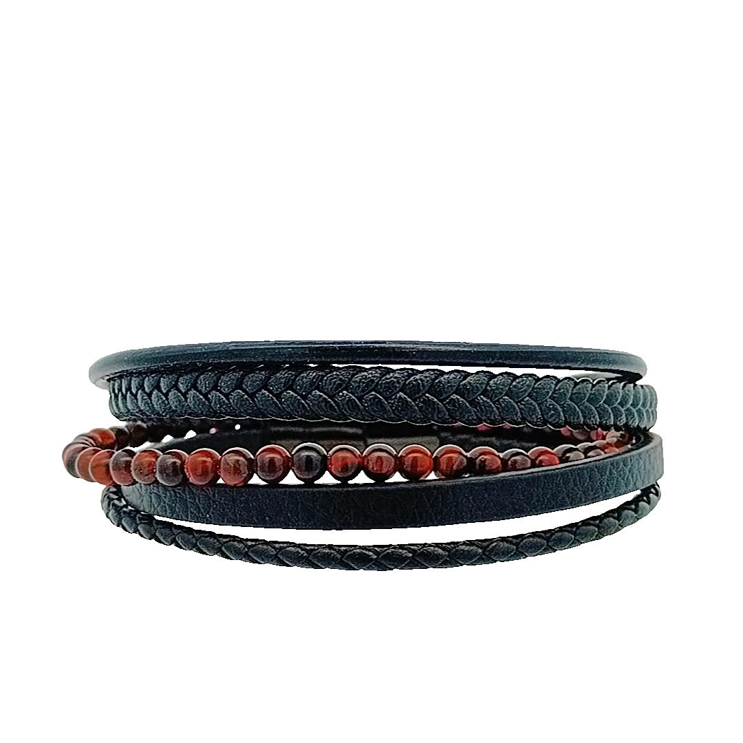 Stylowa wielowarstwowa skórzana bransoletka