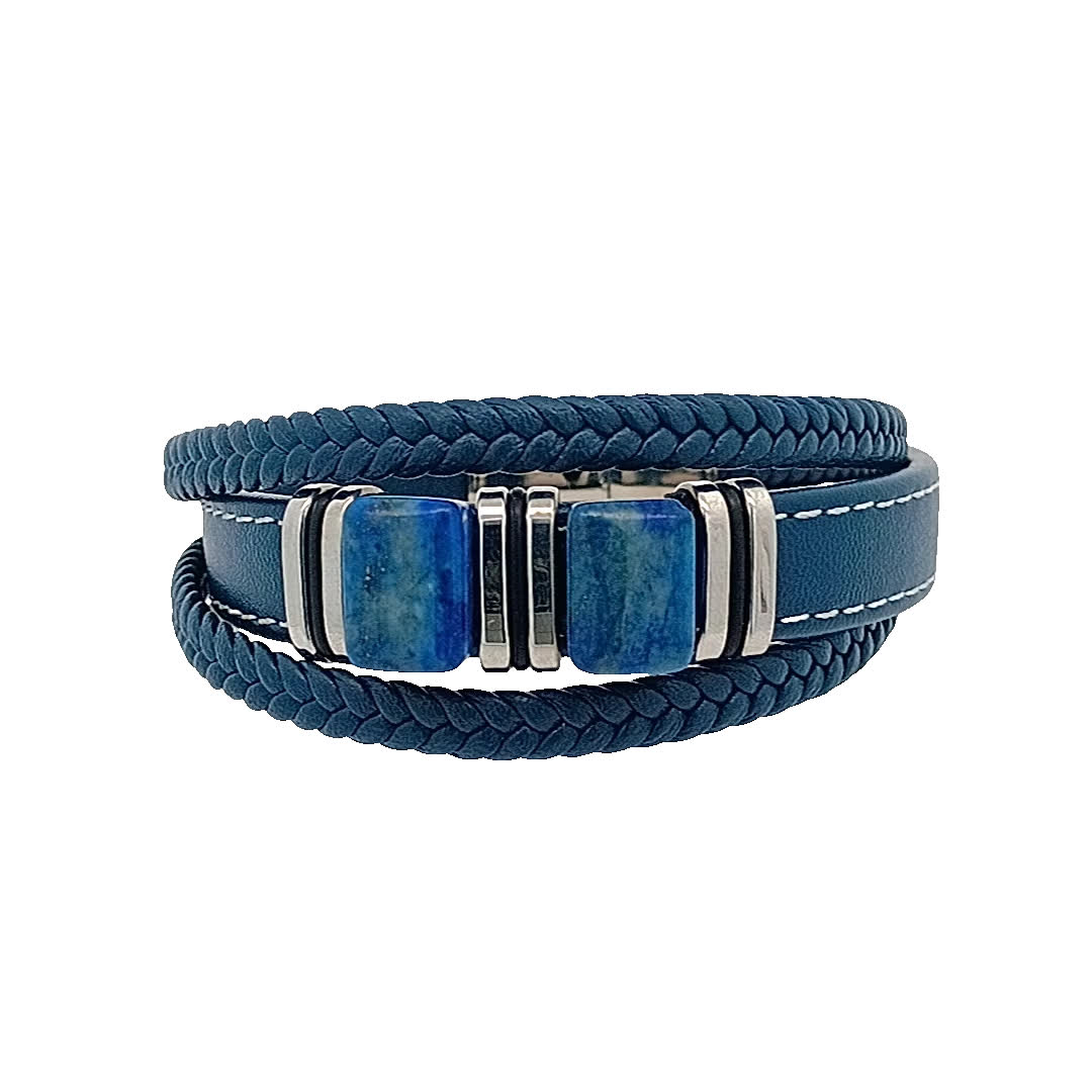 Stylowa niebieska skórzana bransoletka