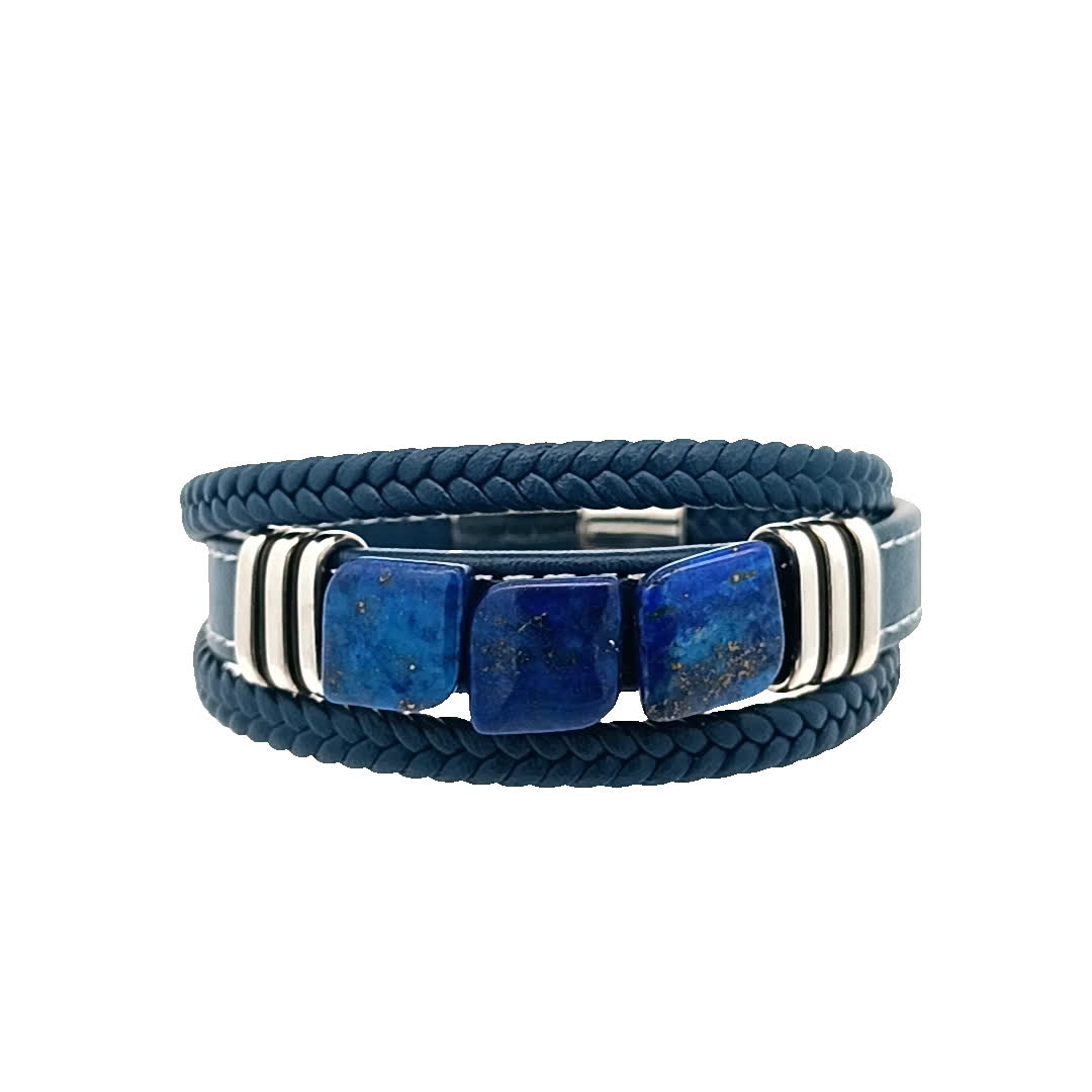 Stylowa niebieska skórzana bransoletka