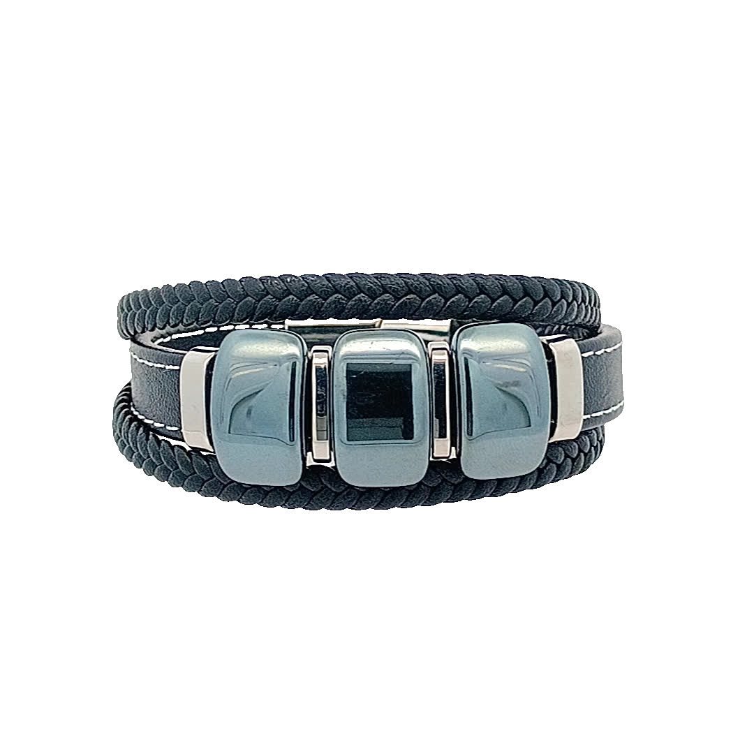 Stylowa bransoletka w kolorze czarno-szarym