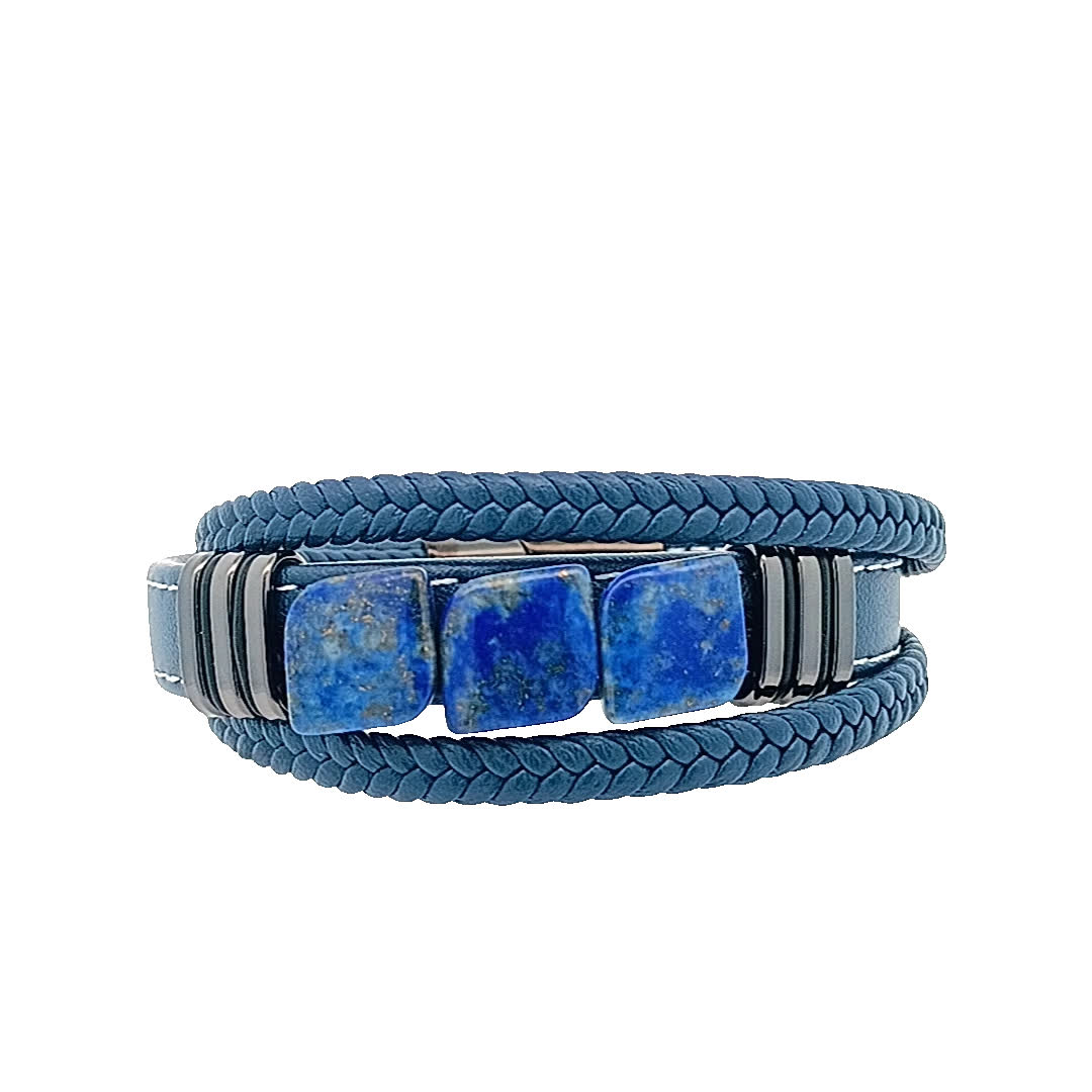 Stylowa niebieska skórzana bransoletka