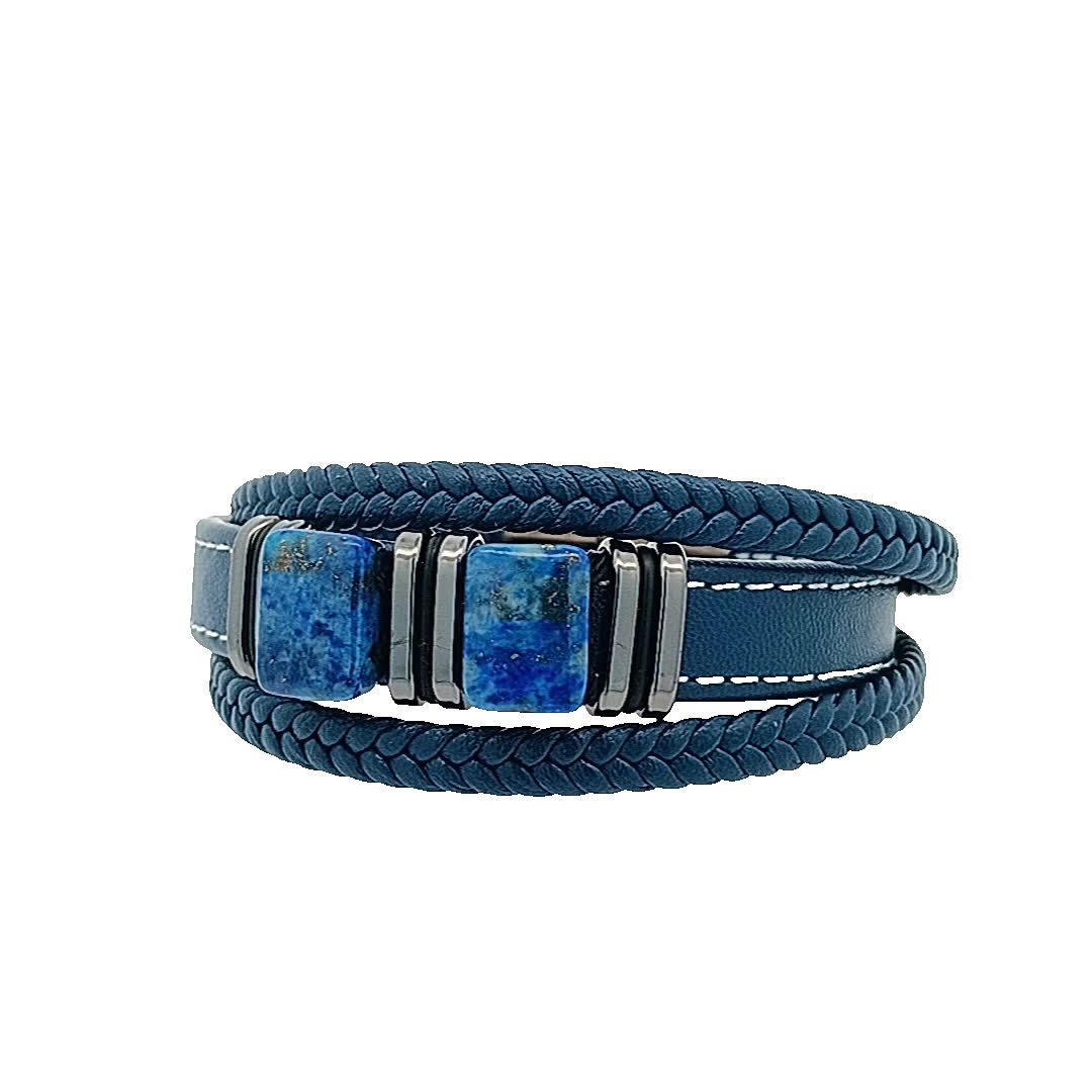 Stylowa niebieska skórzana bransoletka