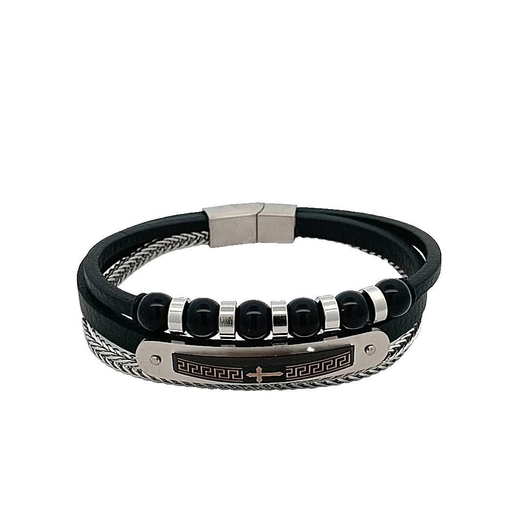 Stylowa bransoletka w kolorze czarno-posrebrzanym
